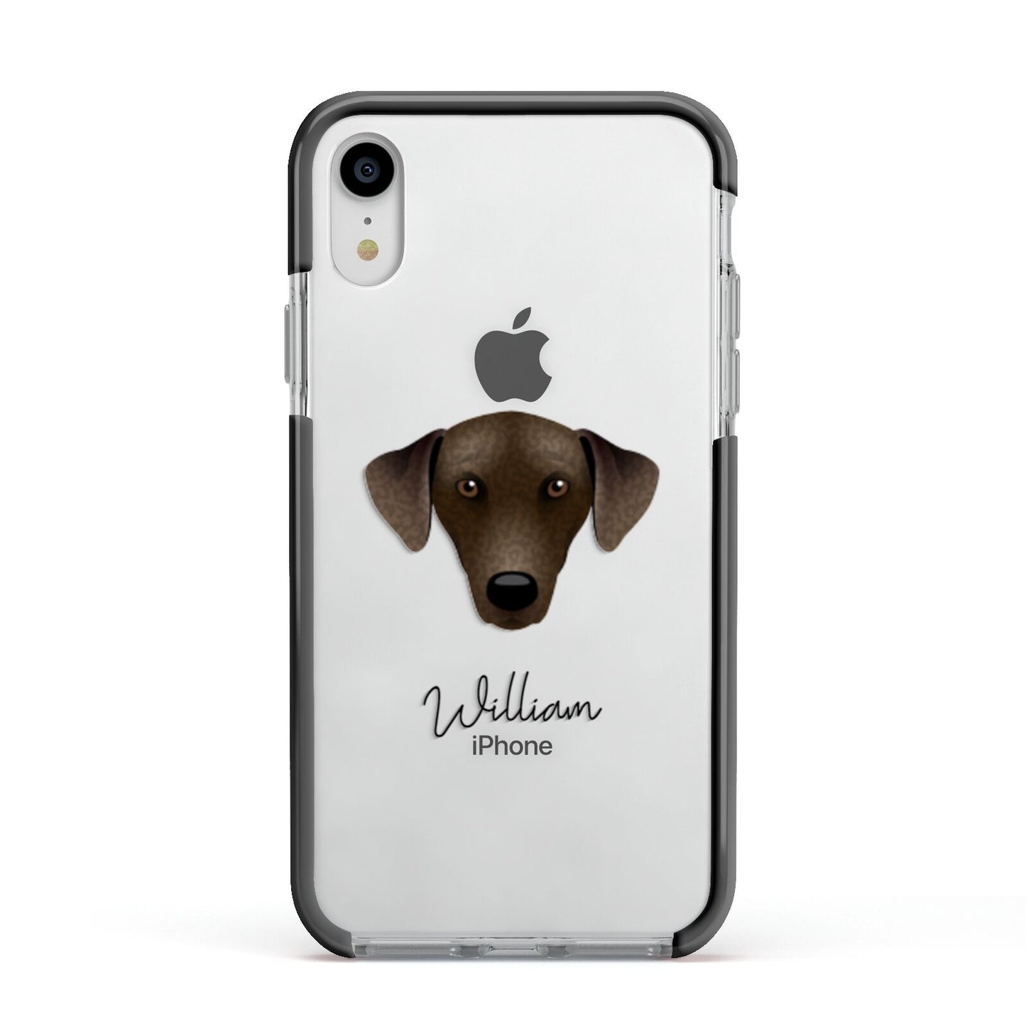 Sloughi Personalised Apple iPhone XR Impact Case Black Edge on Silver Phone