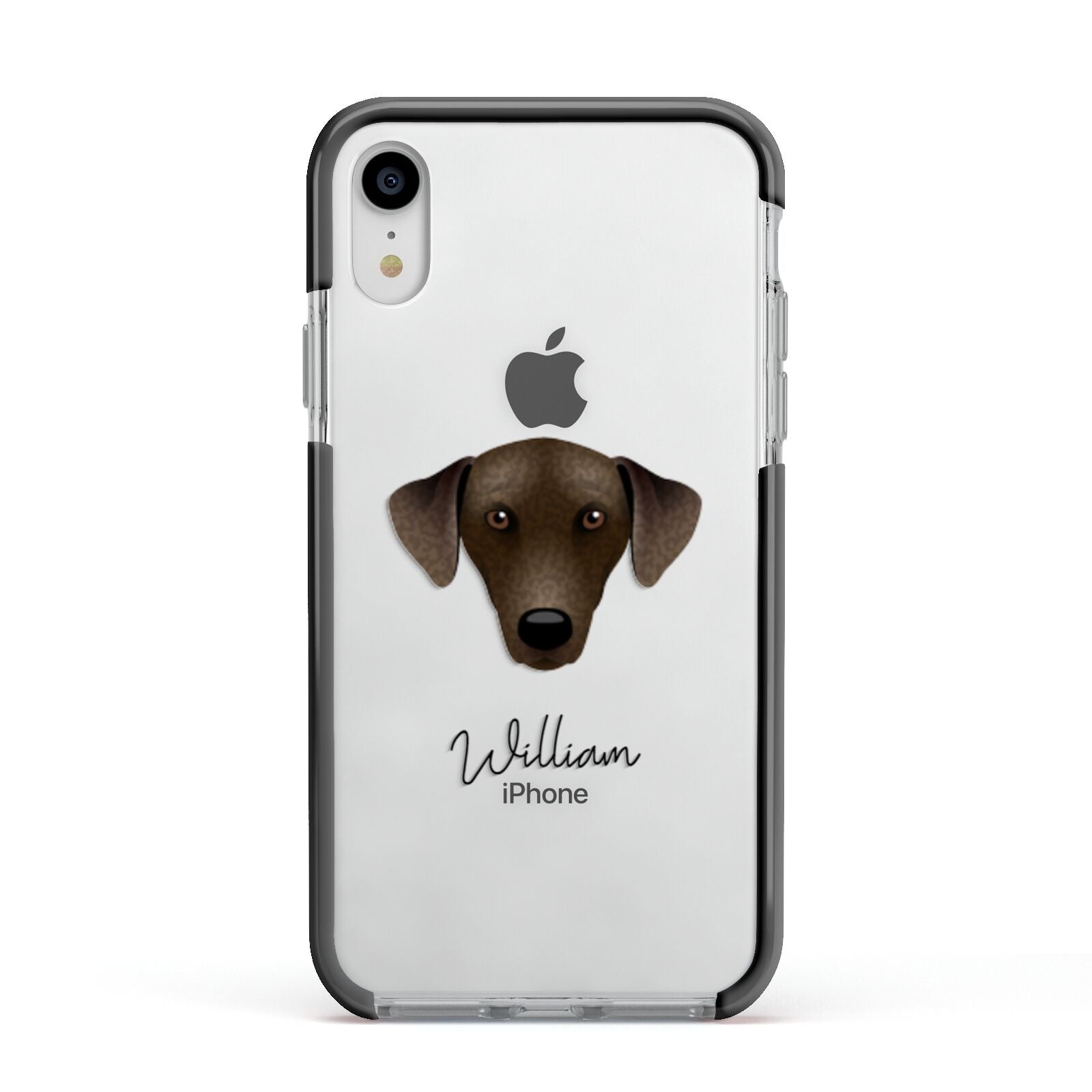 Sloughi Personalised Apple iPhone XR Impact Case Black Edge on Silver Phone