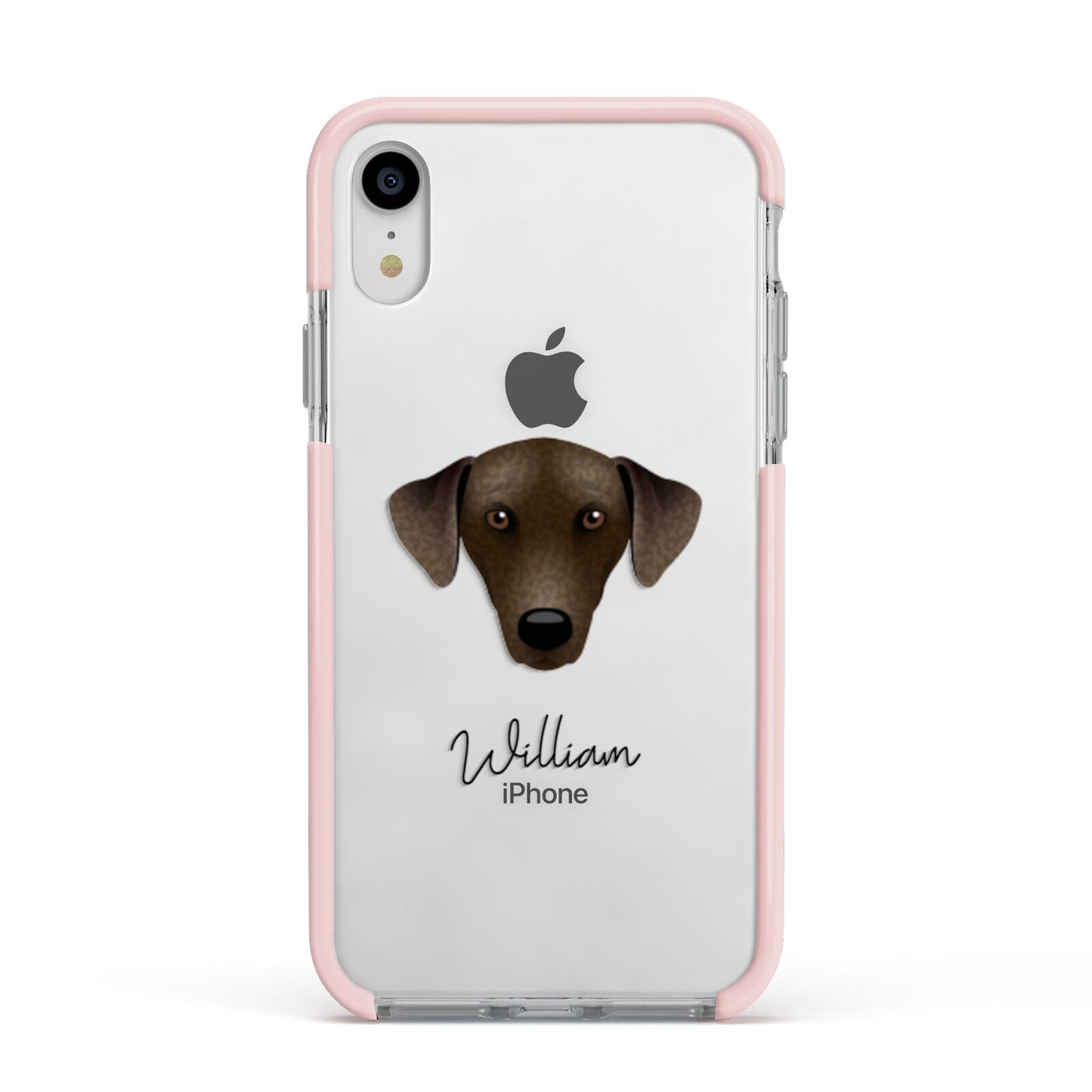 Sloughi Personalised Apple iPhone XR Impact Case Pink Edge on Silver Phone