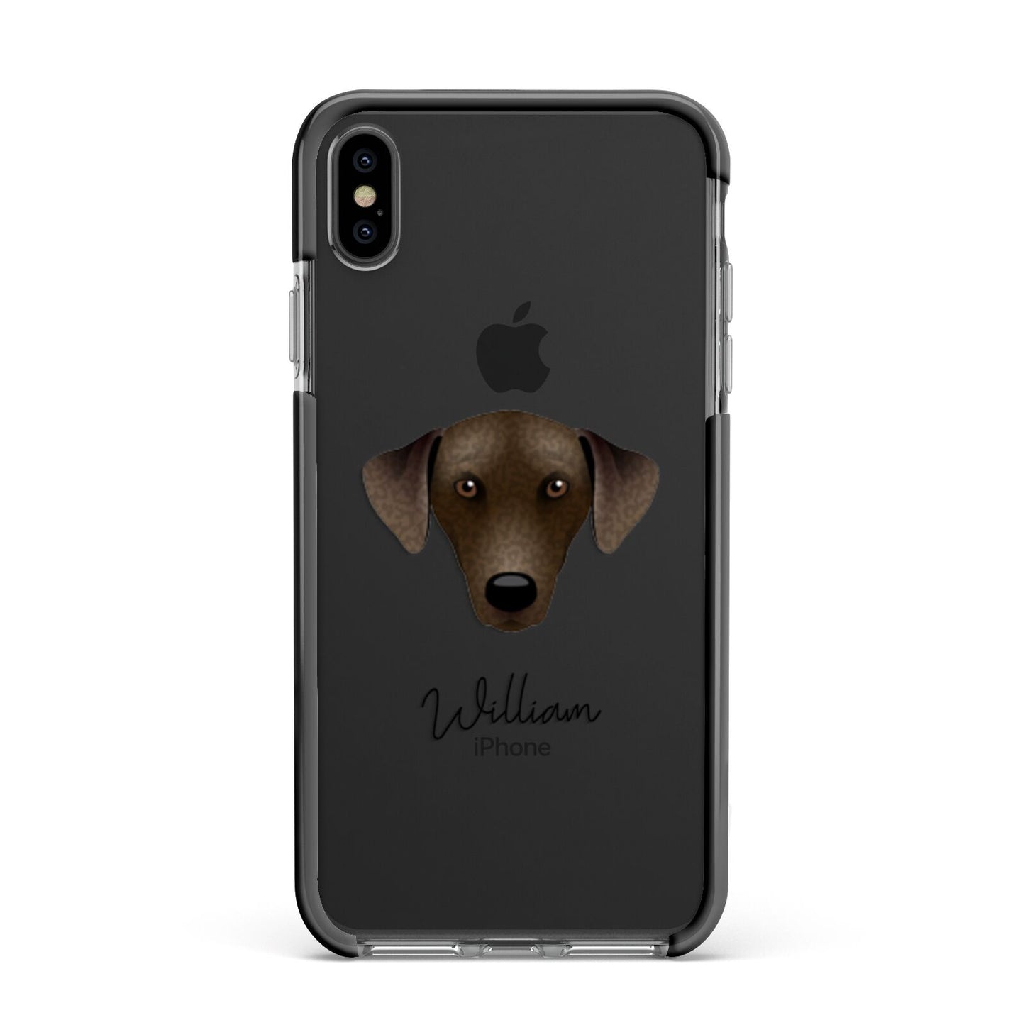 Sloughi Personalised Apple iPhone Xs Max Impact Case Black Edge on Black Phone
