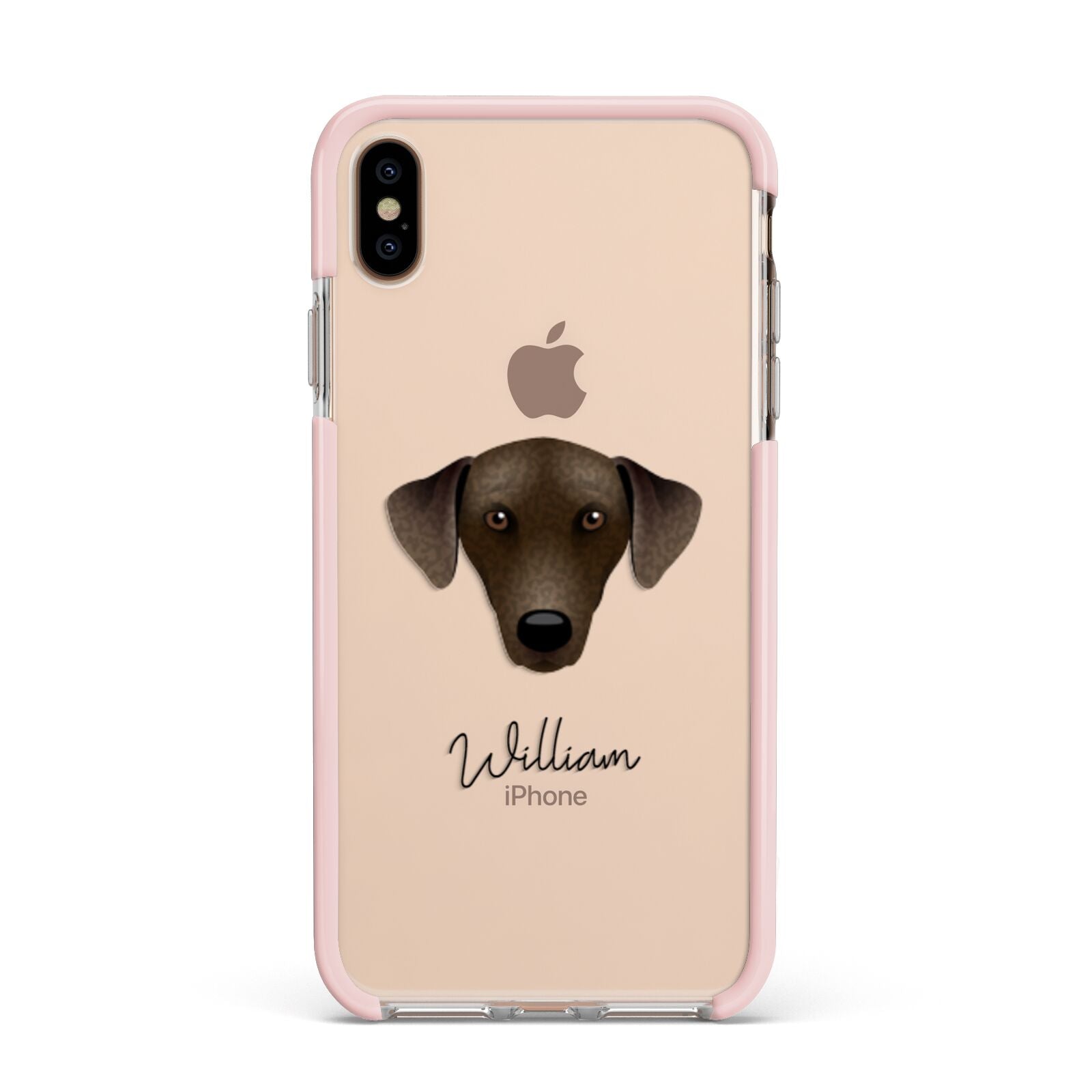 Sloughi Personalised Apple iPhone Xs Max Impact Case Pink Edge on Gold Phone
