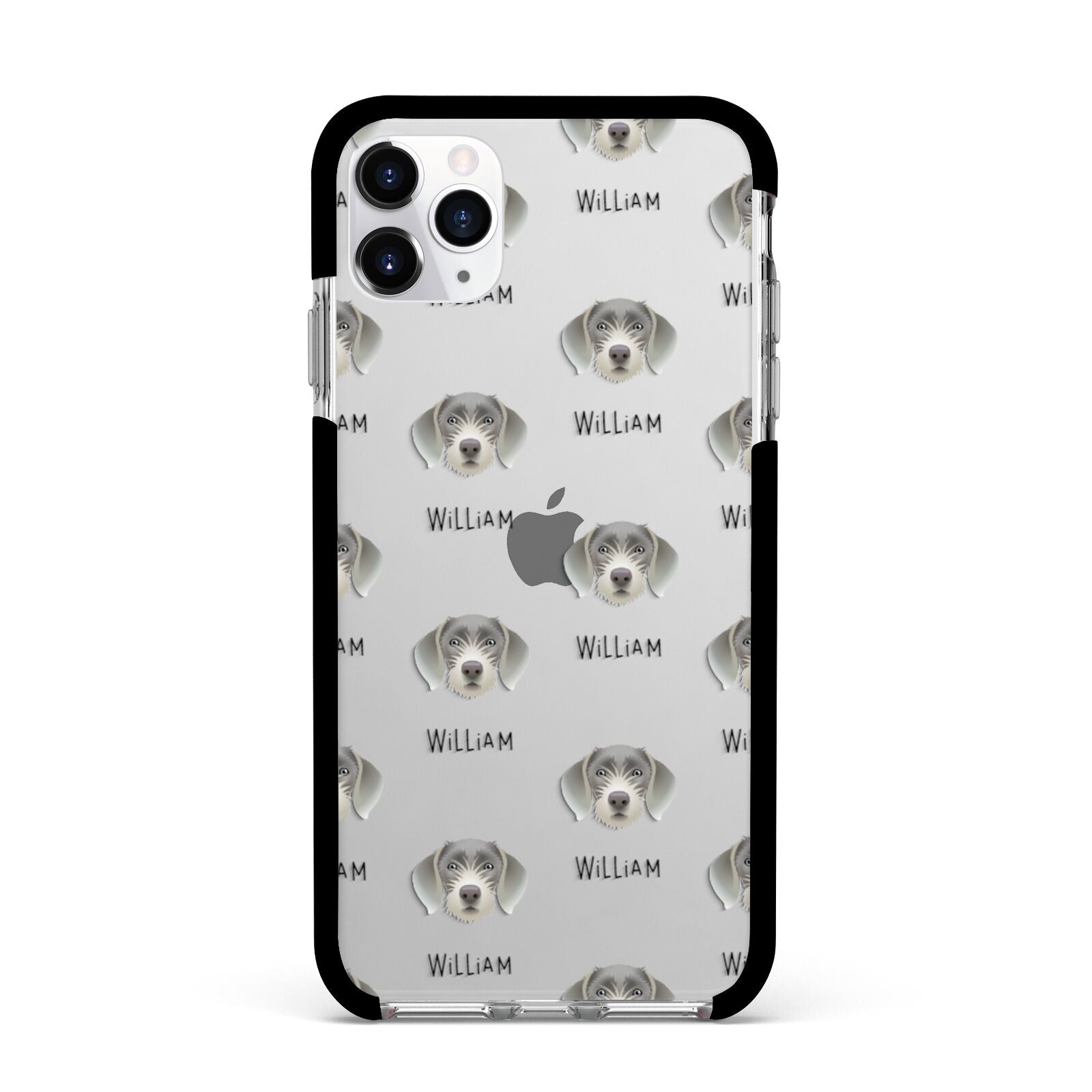 Slovakian Rough Haired Pointer Icon with Name Apple iPhone 11 Pro Max in Silver with Black Impact Case