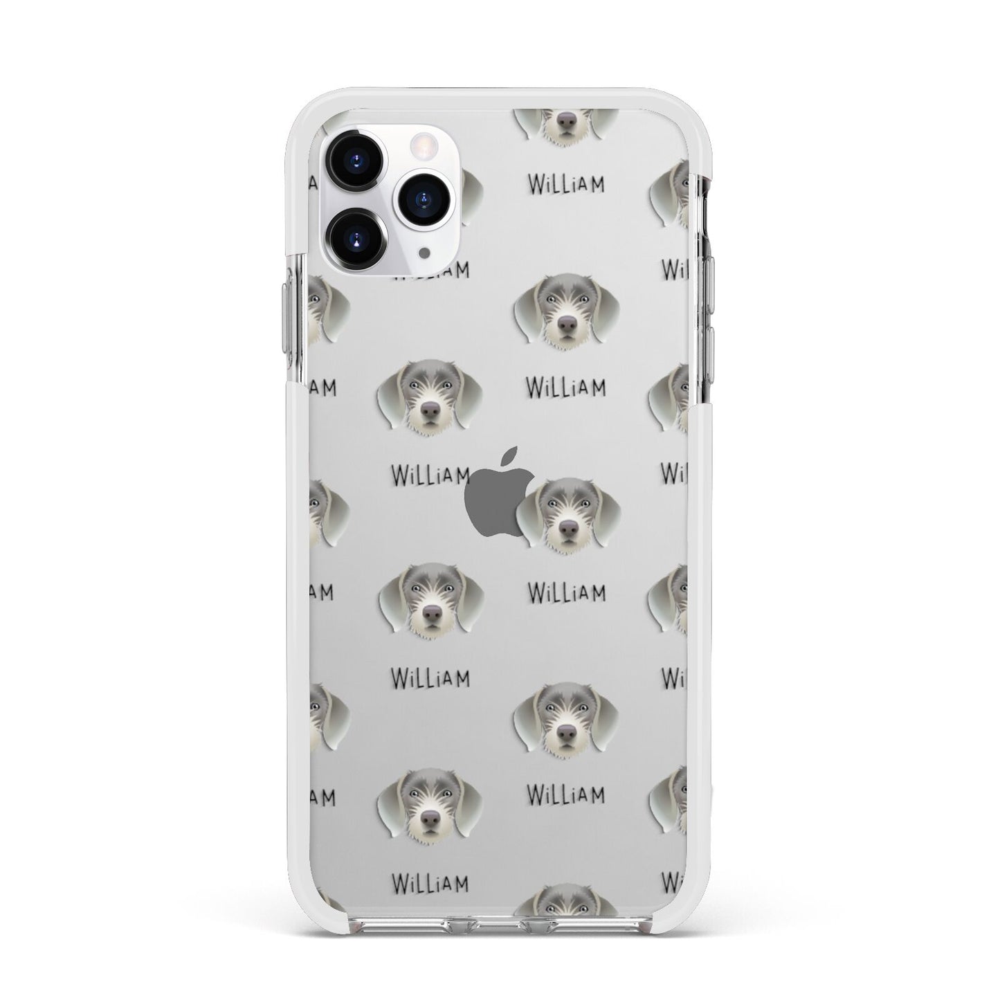 Slovakian Rough Haired Pointer Icon with Name Apple iPhone 11 Pro Max in Silver with White Impact Case