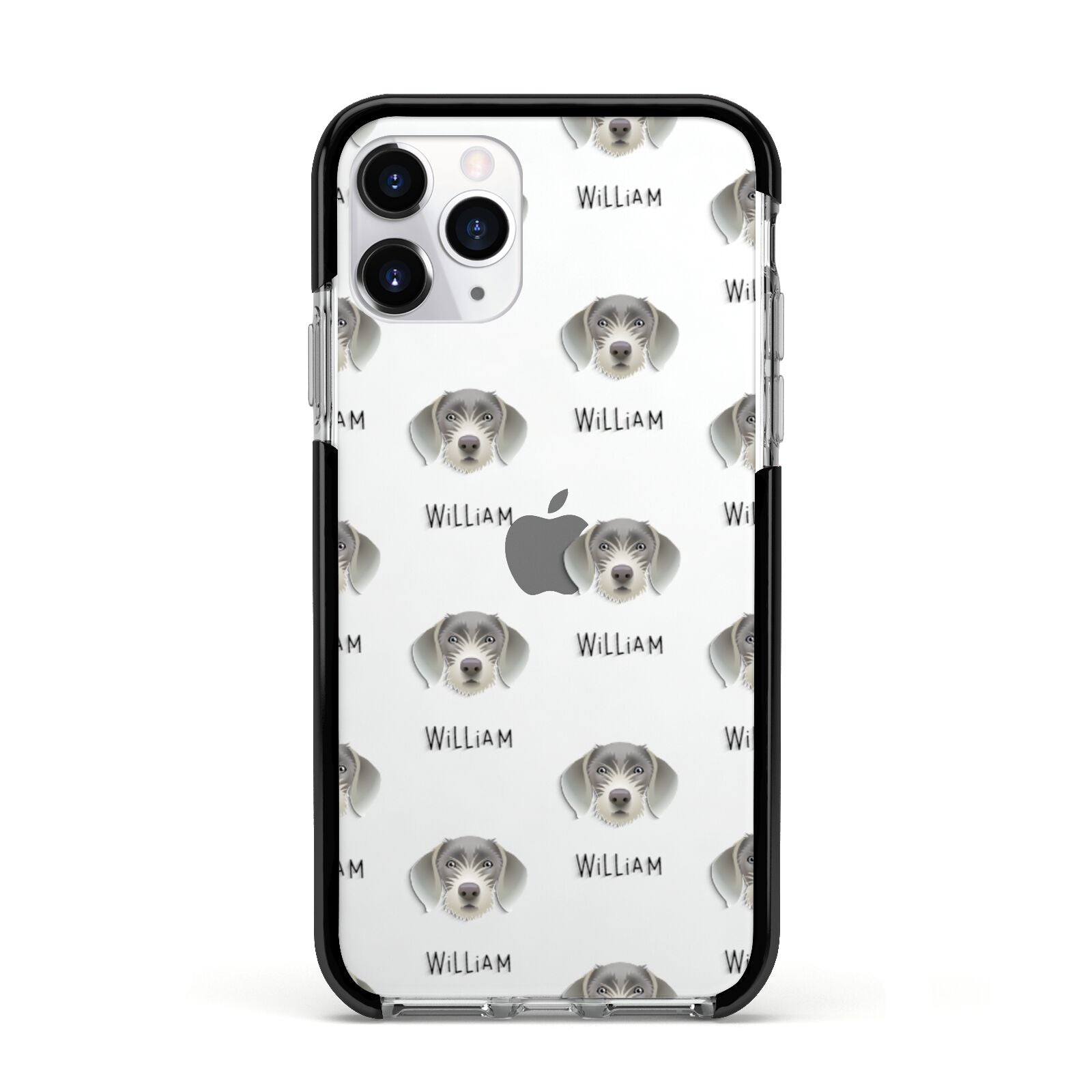 Slovakian Rough Haired Pointer Icon with Name Apple iPhone 11 Pro in Silver with Black Impact Case