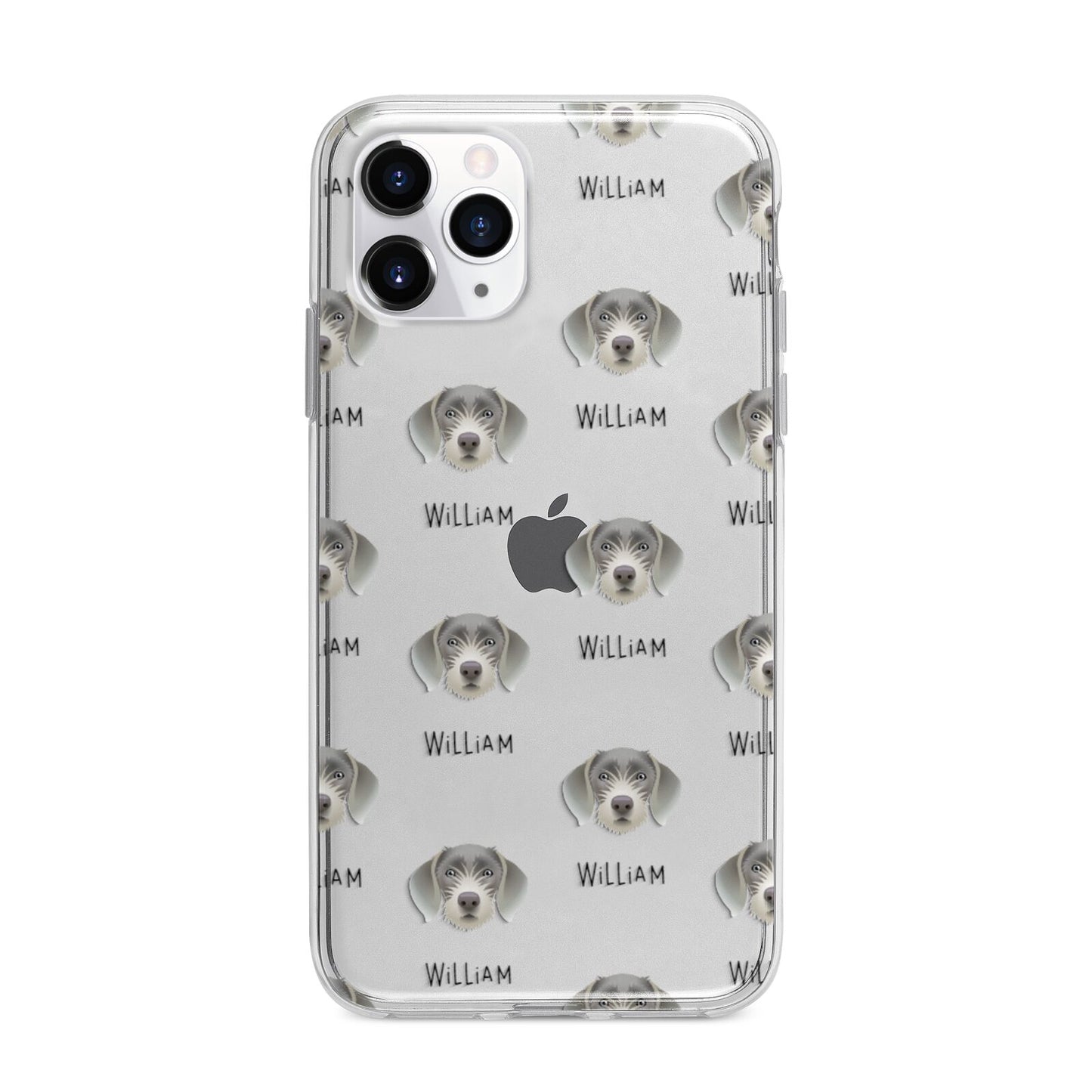 Slovakian Rough Haired Pointer Icon with Name Apple iPhone 11 Pro in Silver with Bumper Case