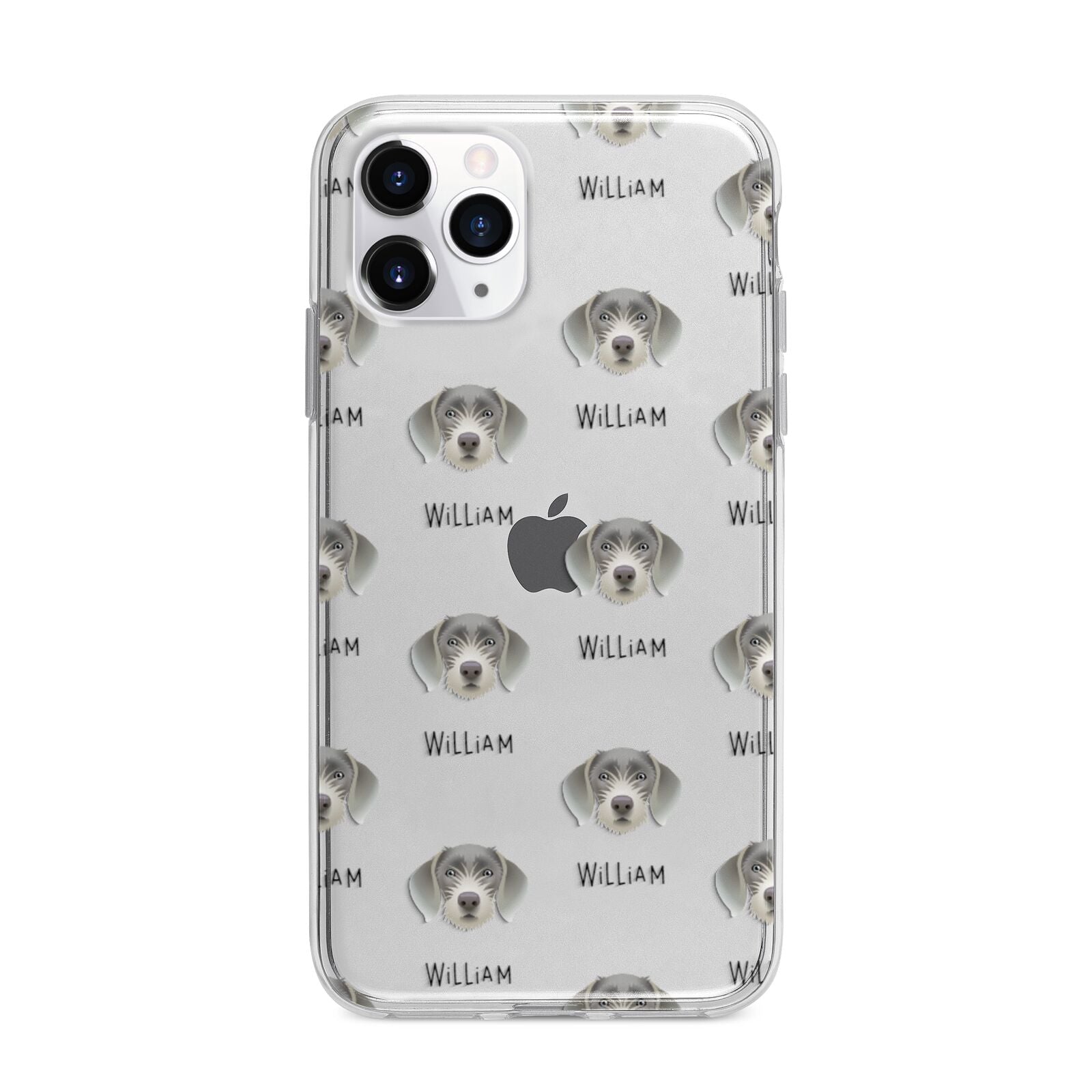 Slovakian Rough Haired Pointer Icon with Name Apple iPhone 11 Pro in Silver with Bumper Case