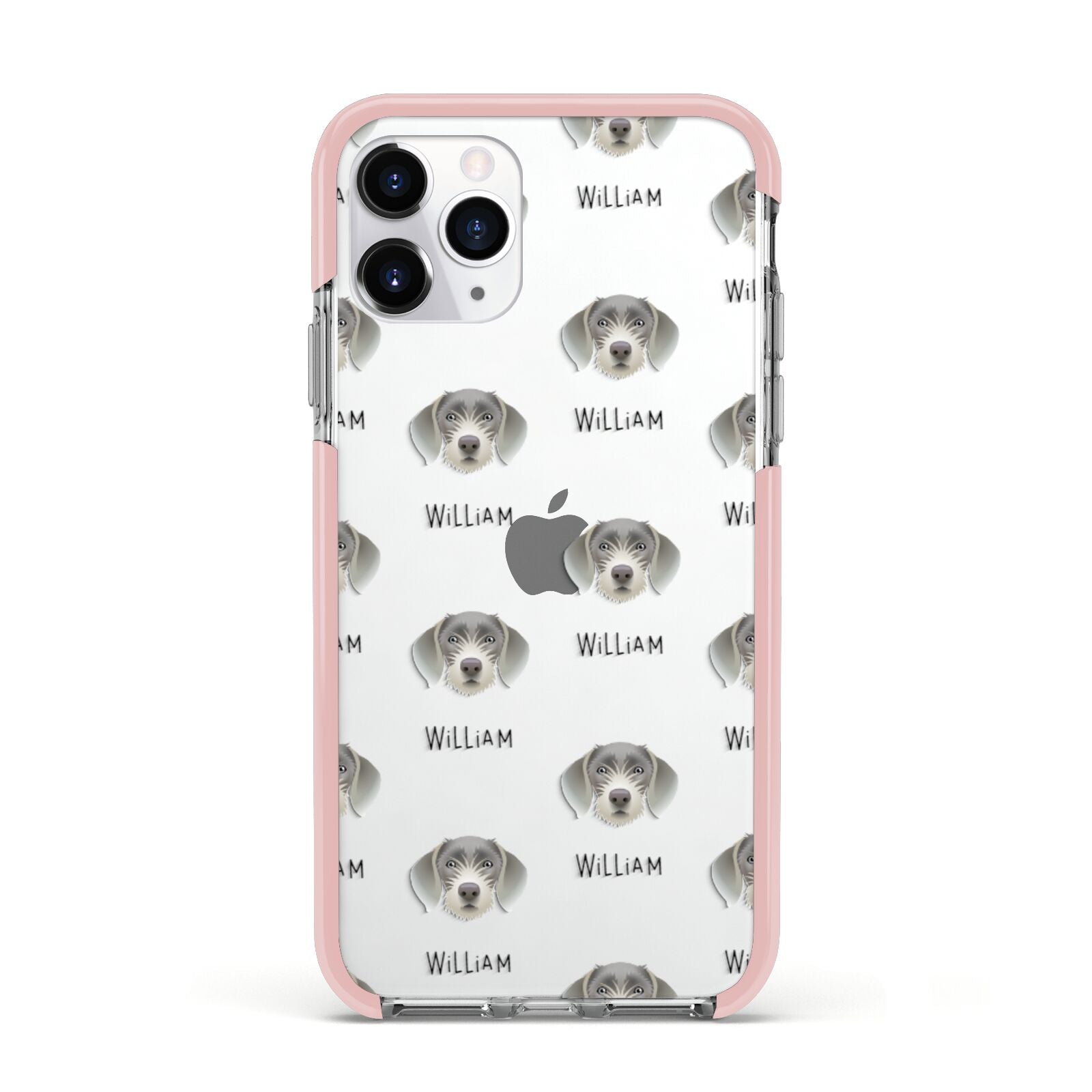 Slovakian Rough Haired Pointer Icon with Name Apple iPhone 11 Pro in Silver with Pink Impact Case