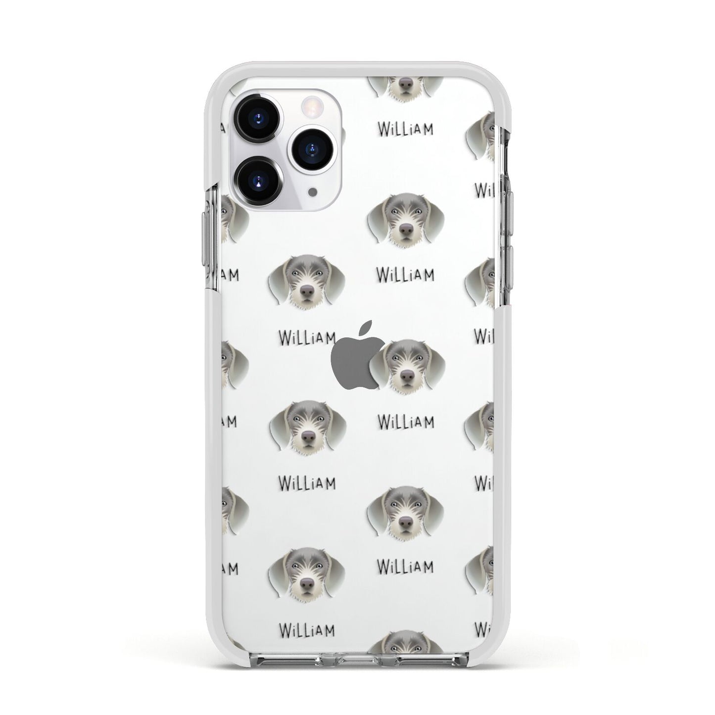 Slovakian Rough Haired Pointer Icon with Name Apple iPhone 11 Pro in Silver with White Impact Case