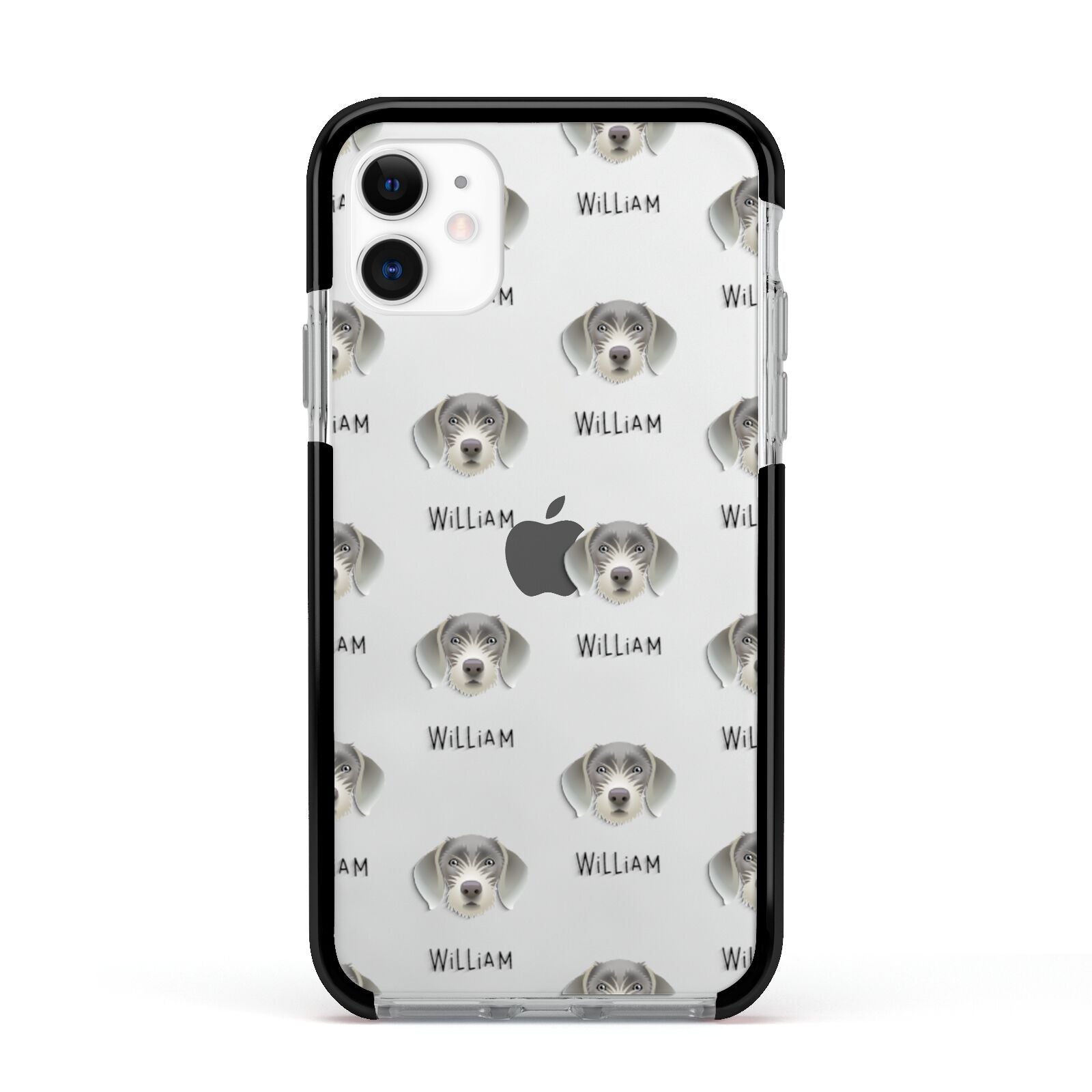Slovakian Rough Haired Pointer Icon with Name Apple iPhone 11 in White with Black Impact Case
