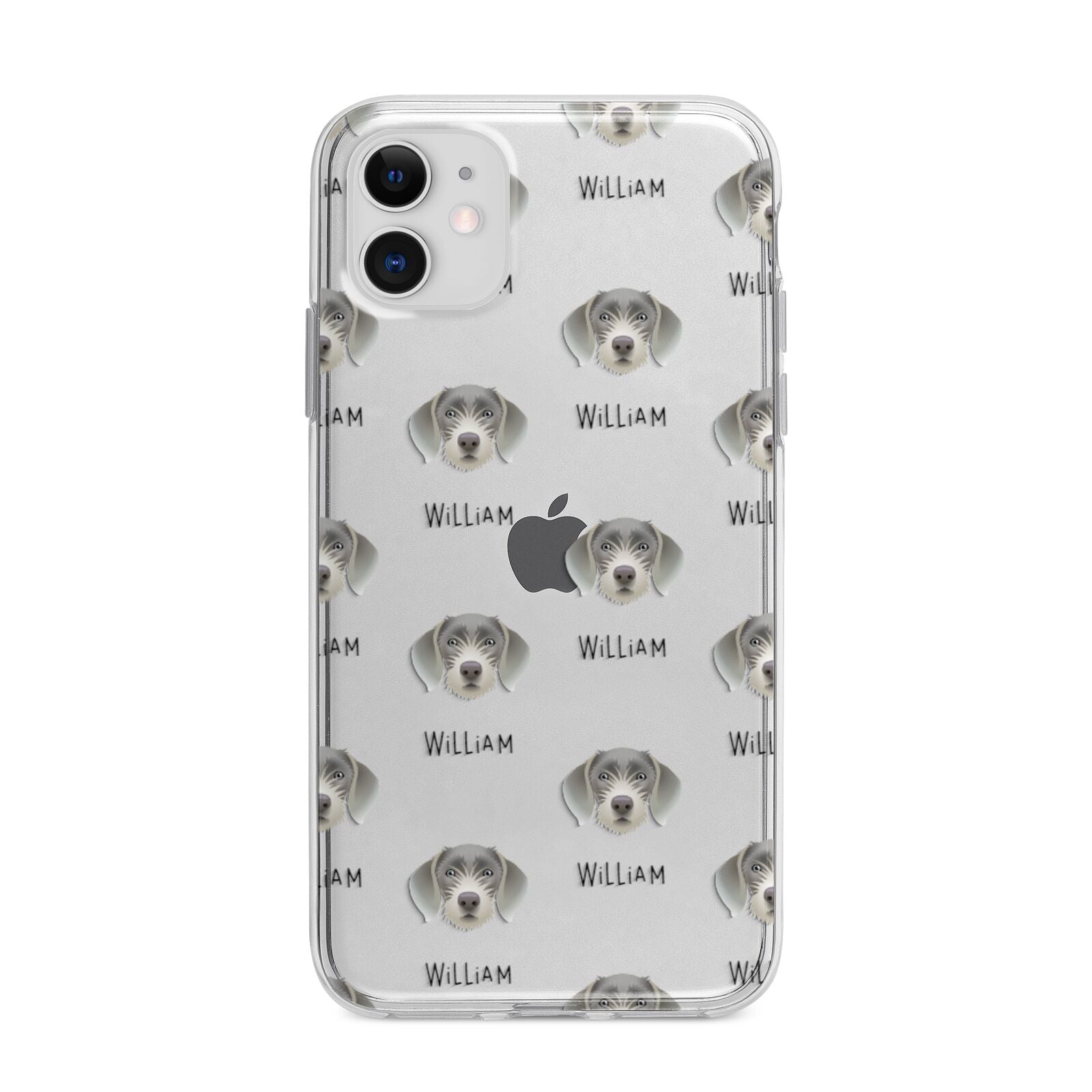 Slovakian Rough Haired Pointer Icon with Name Apple iPhone 11 in White with Bumper Case