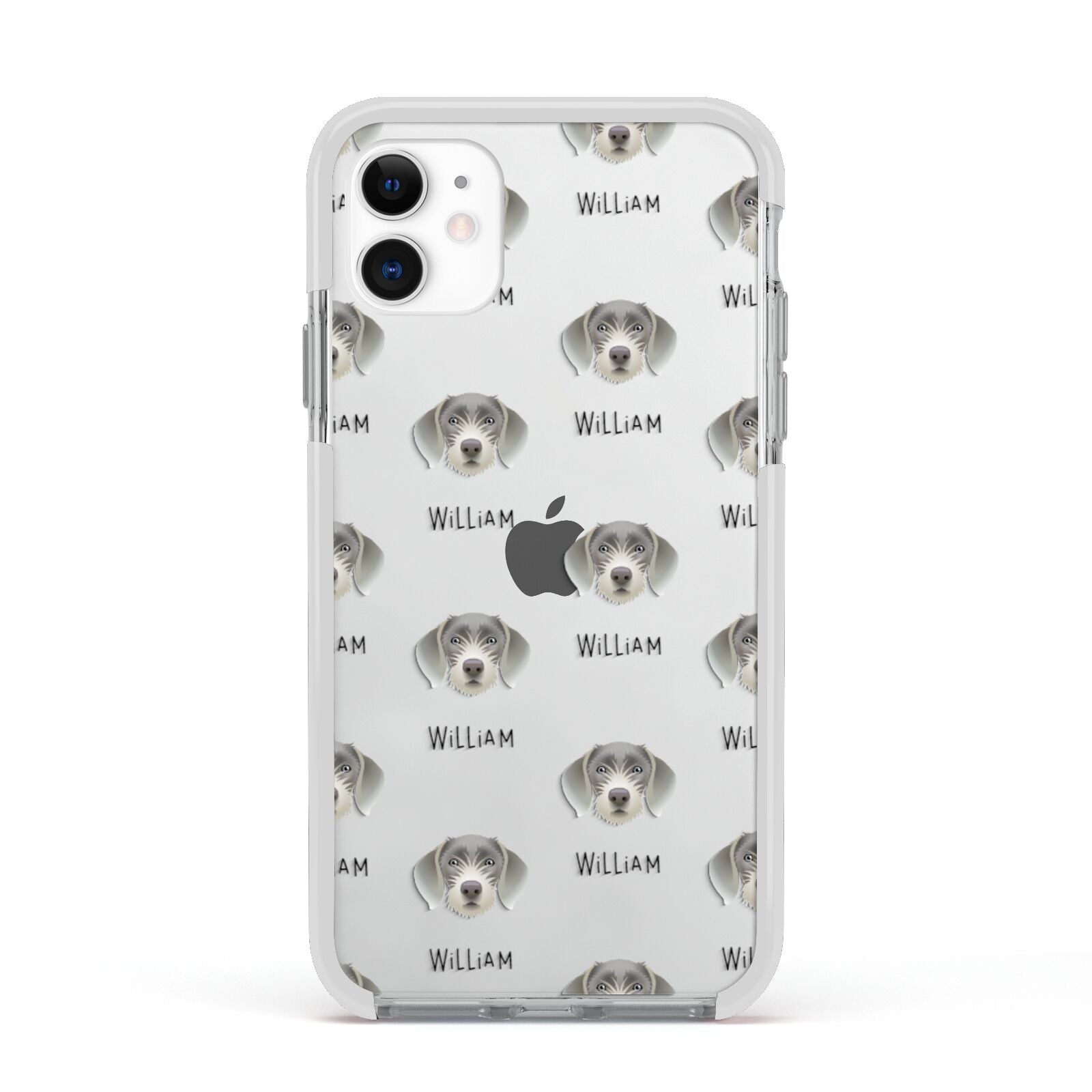Slovakian Rough Haired Pointer Icon with Name Apple iPhone 11 in White with White Impact Case