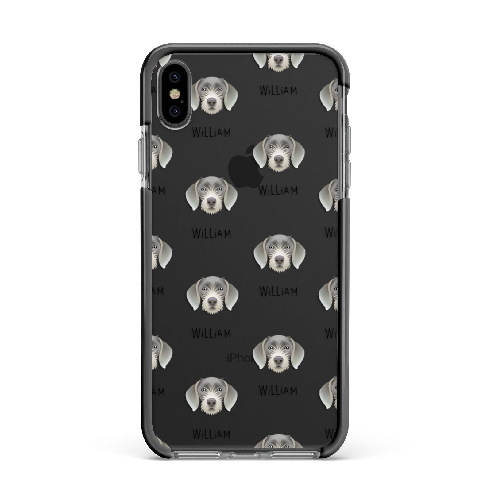 Slovakian Rough Haired Pointer Icon with Name Apple iPhone Xs Max Impact Case Black Edge on Black Phone