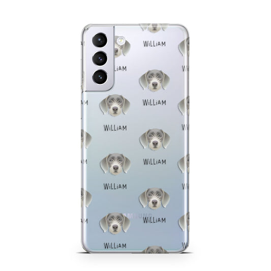 Slovakian Rough Haired Pointer Icon with Name Samsung S21 Plus Phone Case