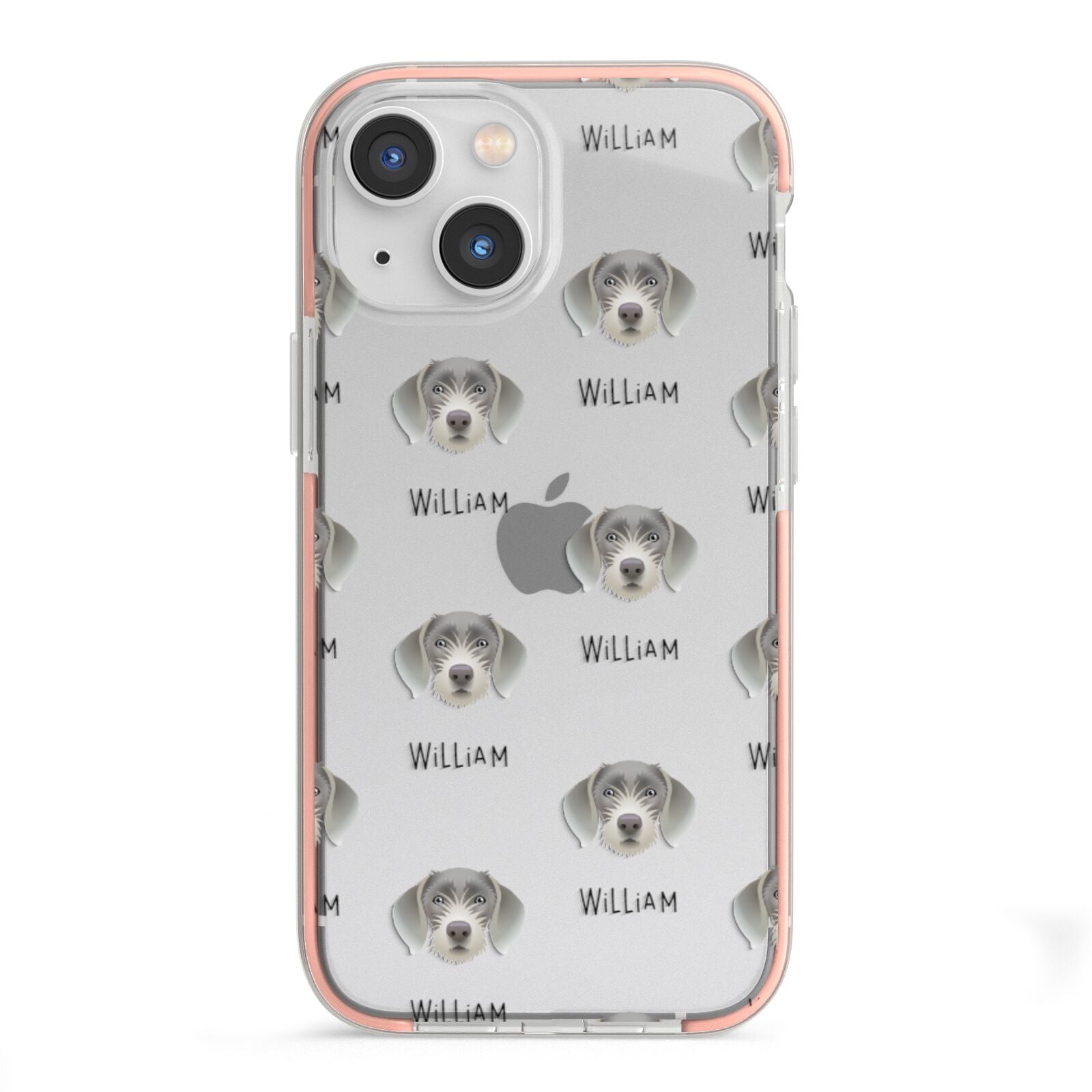 Slovakian Rough Haired Pointer Icon with Name iPhone 13 Mini TPU Impact Case with Pink Edges