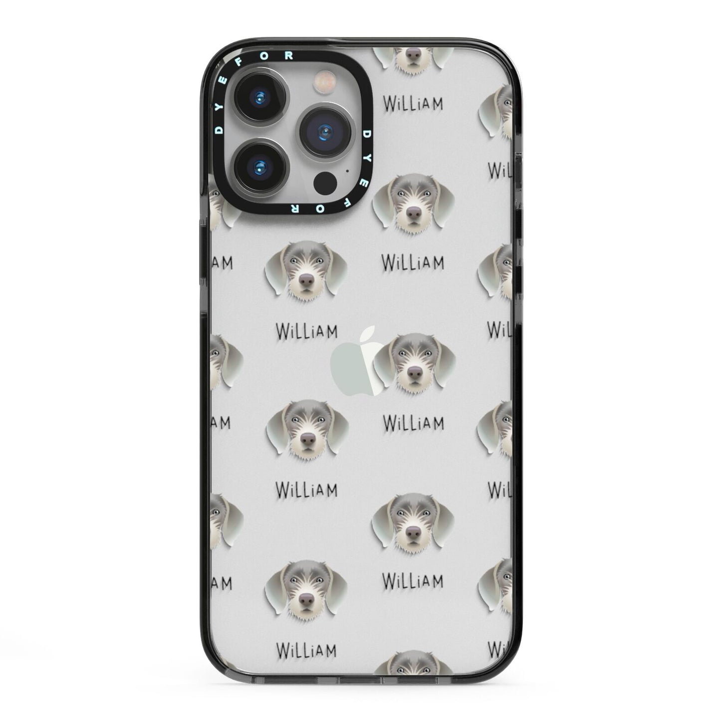 Slovakian Rough Haired Pointer Icon with Name iPhone 13 Pro Max Black Impact Case on Silver phone