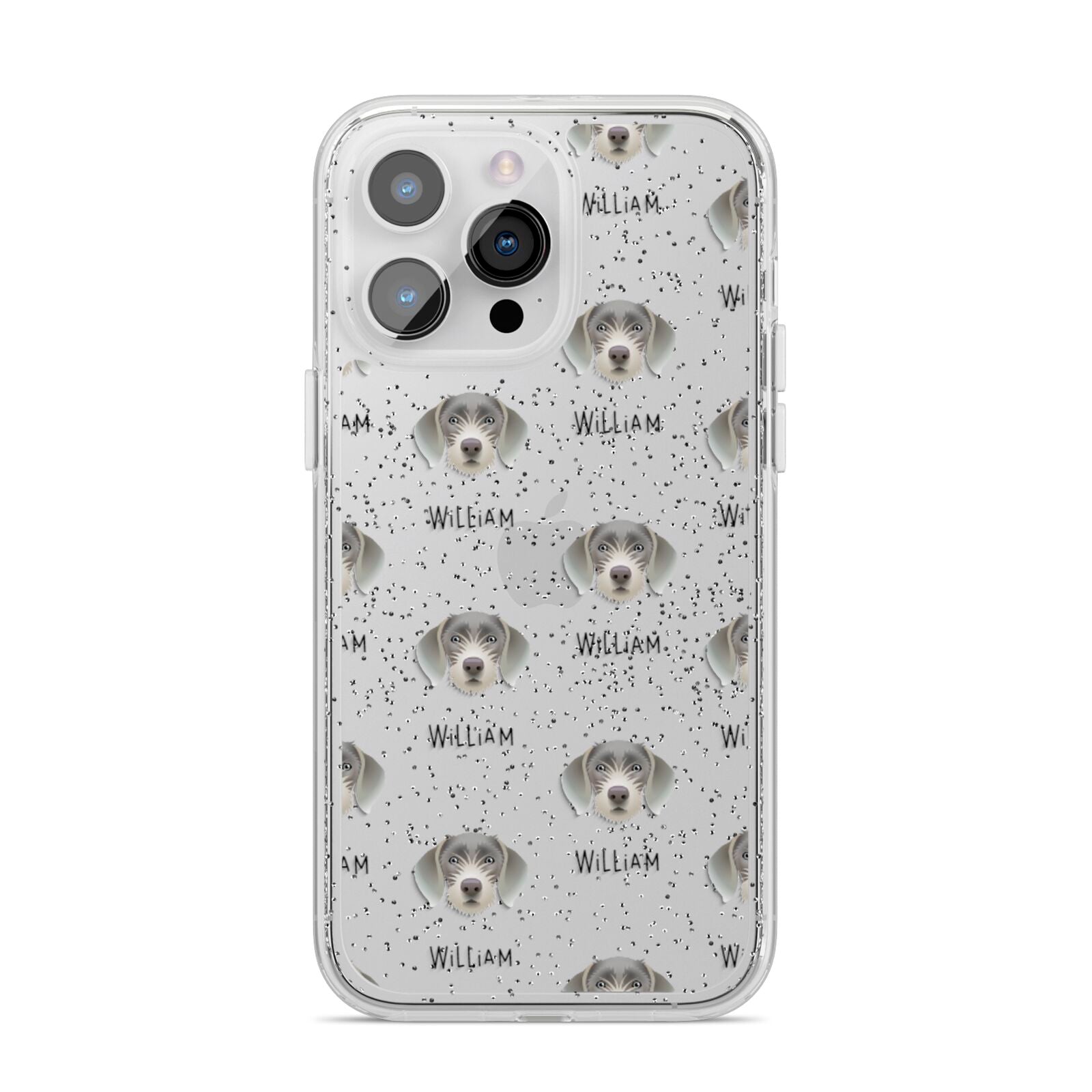 Slovakian Rough Haired Pointer Icon with Name iPhone 14 Pro Max Glitter Tough Case Silver