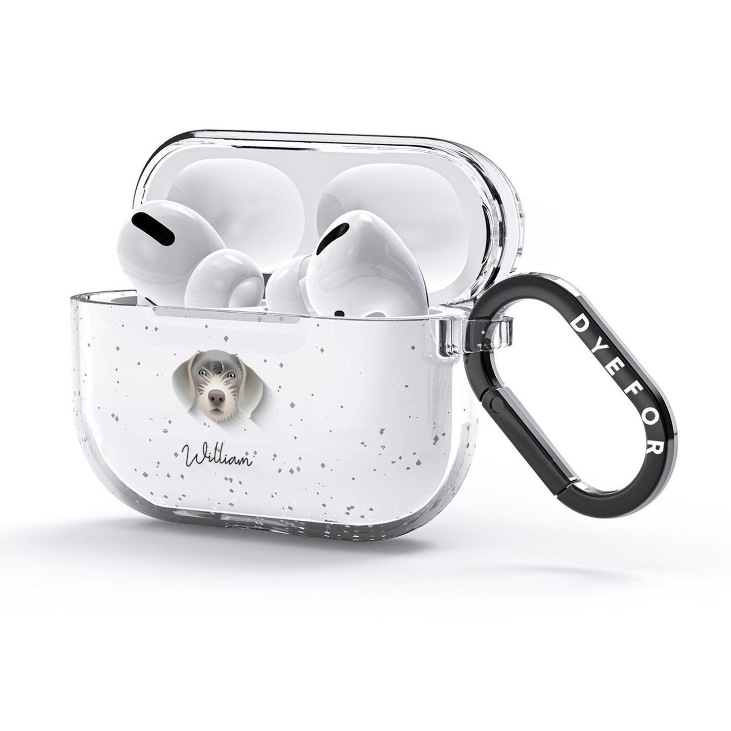 Slovakian Rough Haired Pointer Personalised AirPods Glitter Case 3rd Gen Side Image