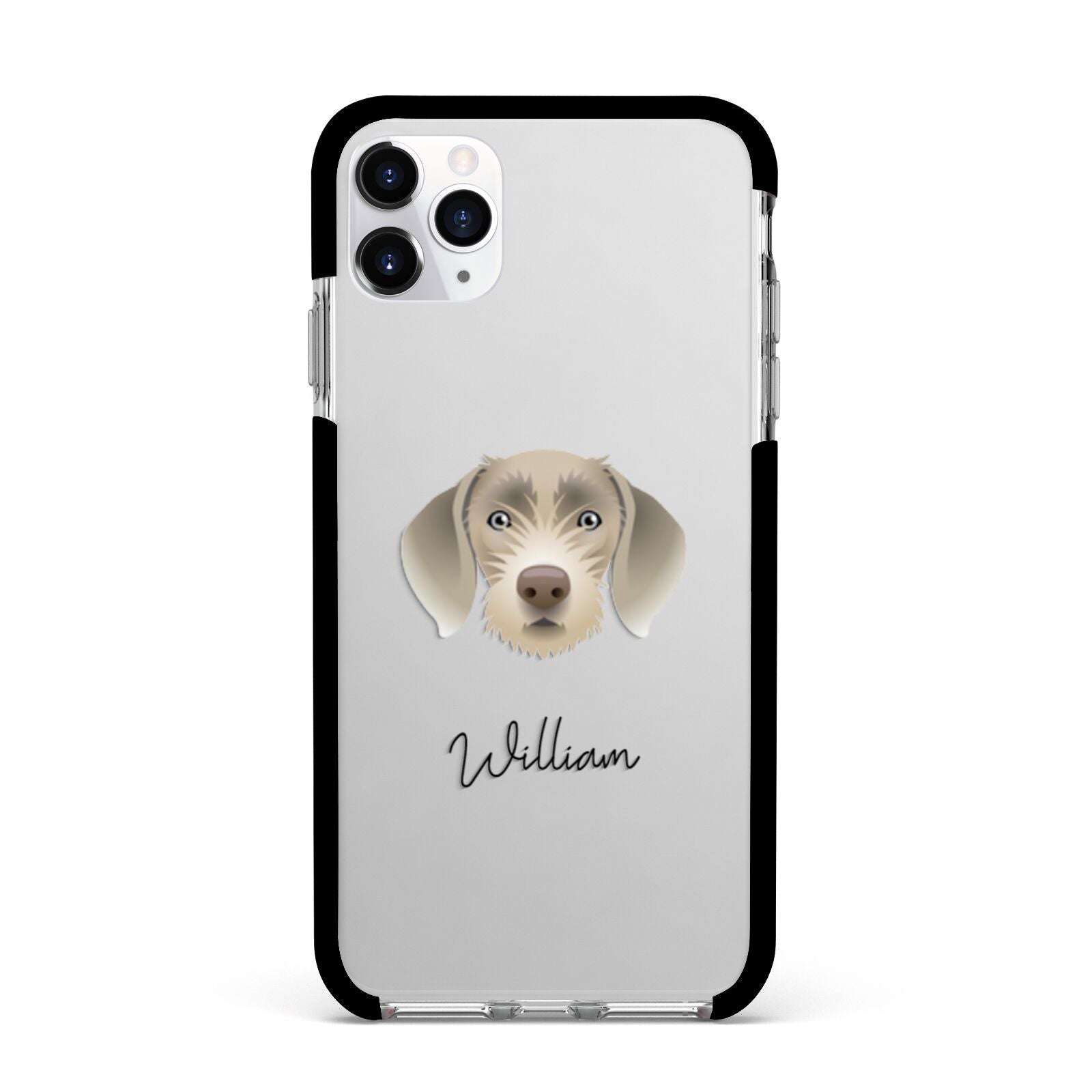 Slovakian Rough Haired Pointer Personalised Apple iPhone 11 Pro Max in Silver with Black Impact Case