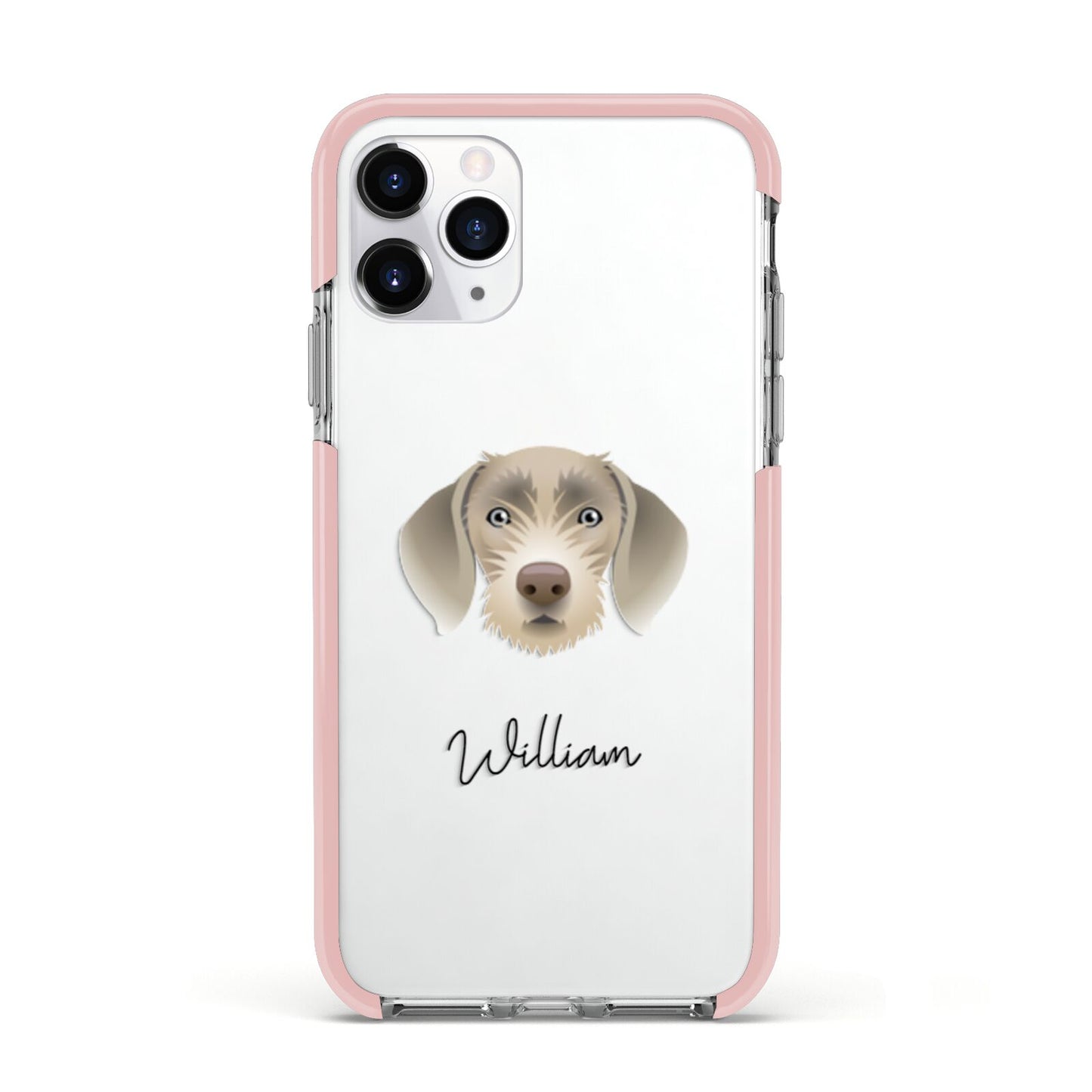 Slovakian Rough Haired Pointer Personalised Apple iPhone 11 Pro in Silver with Pink Impact Case