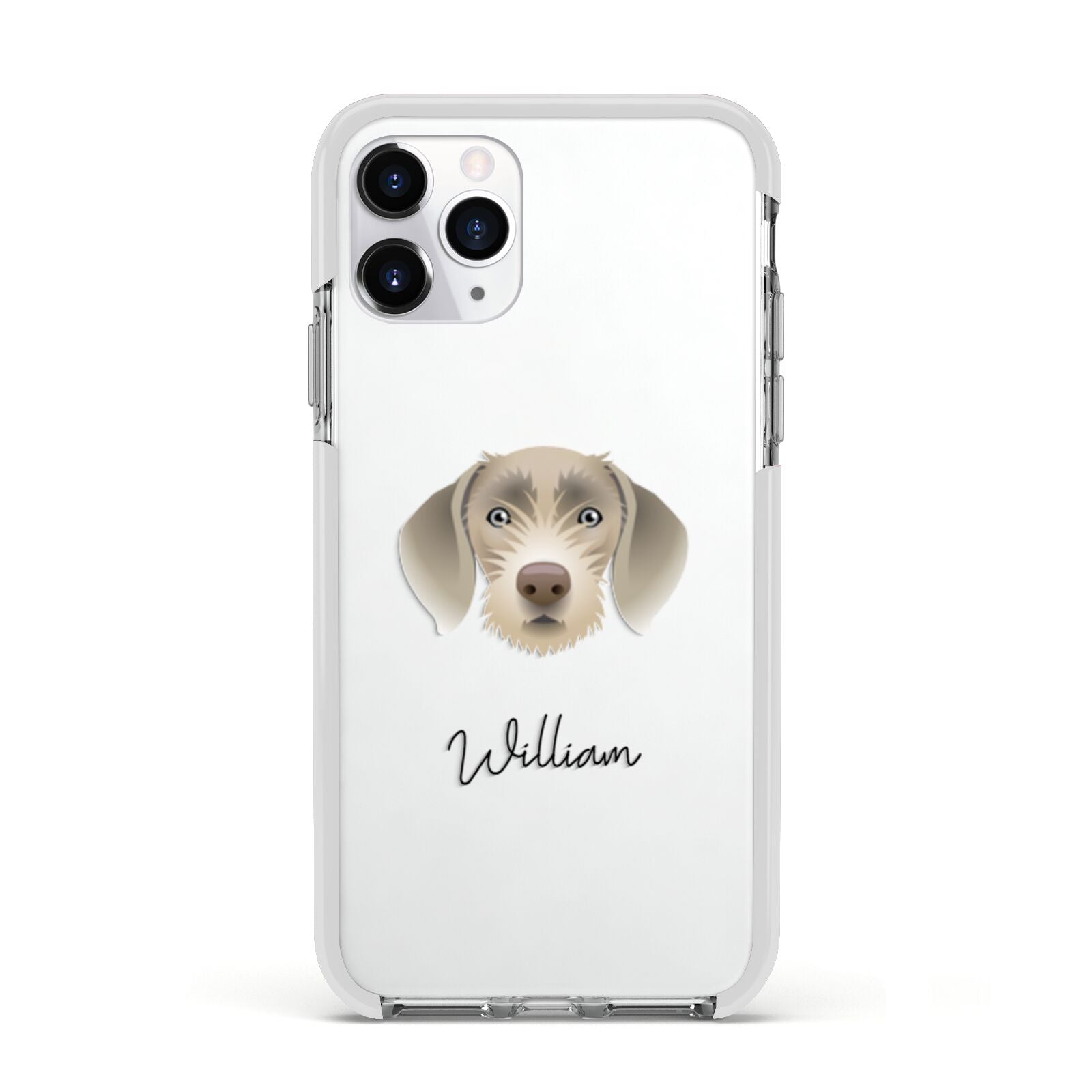 Slovakian Rough Haired Pointer Personalised Apple iPhone 11 Pro in Silver with White Impact Case