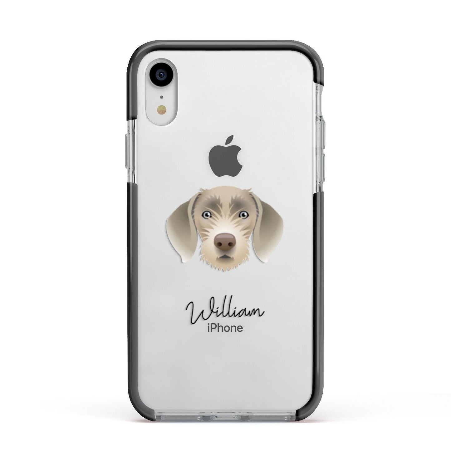Slovakian Rough Haired Pointer Personalised Apple iPhone XR Impact Case Black Edge on Silver Phone
