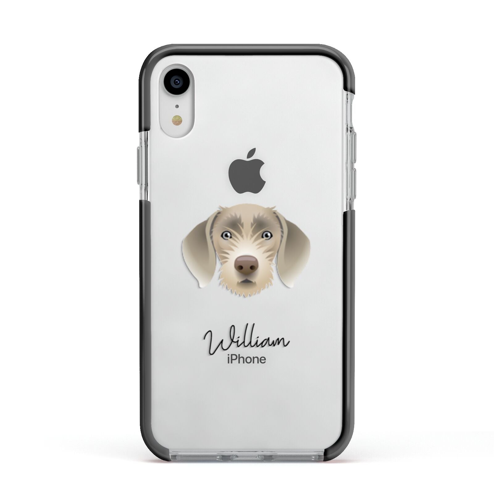 Slovakian Rough Haired Pointer Personalised Apple iPhone XR Impact Case Black Edge on Silver Phone