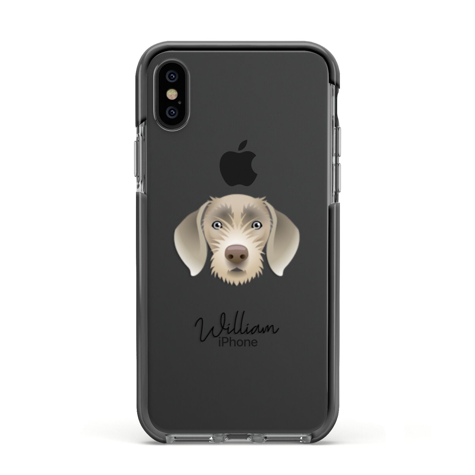 Slovakian Rough Haired Pointer Personalised Apple iPhone Xs Impact Case Black Edge on Black Phone
