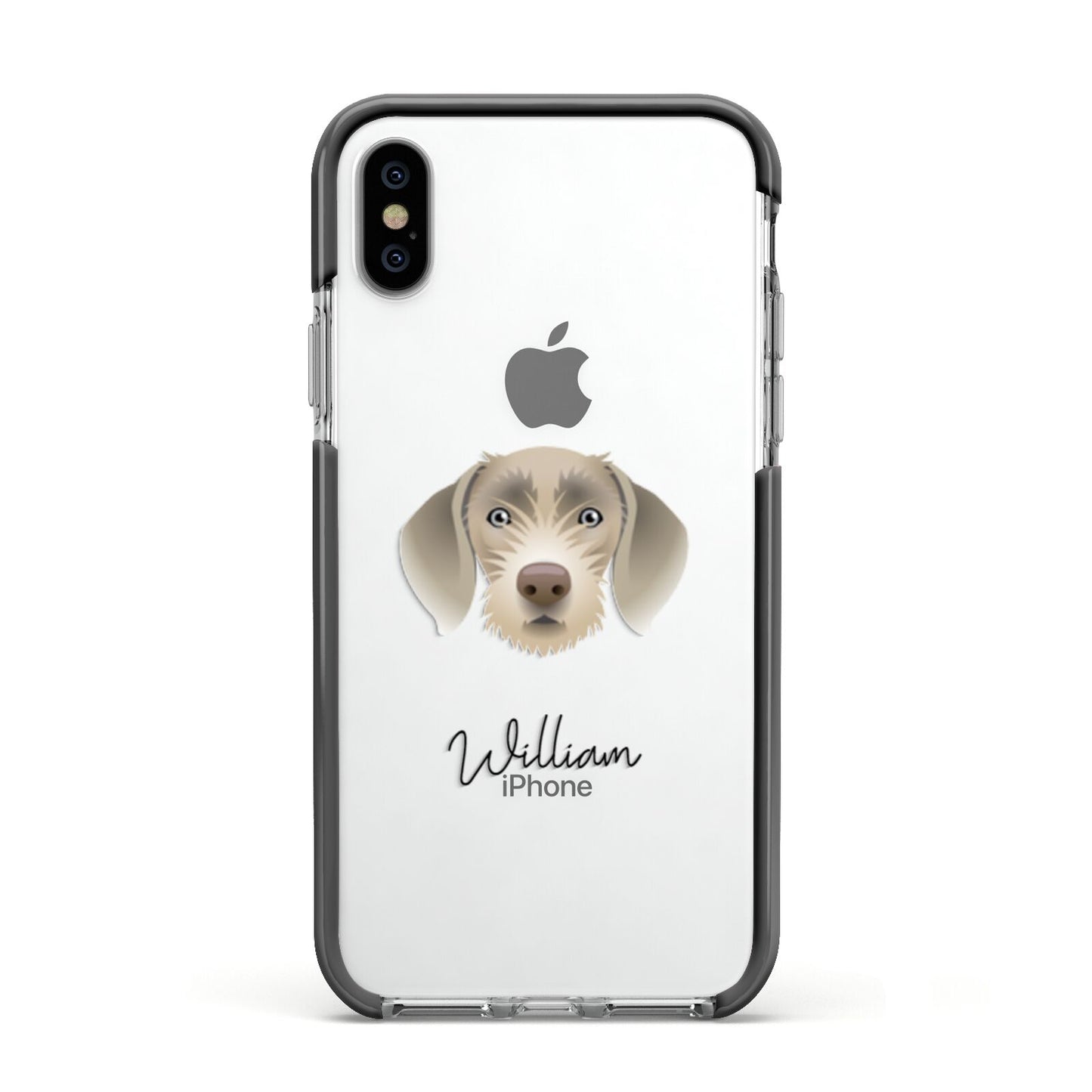 Slovakian Rough Haired Pointer Personalised Apple iPhone Xs Impact Case Black Edge on Silver Phone