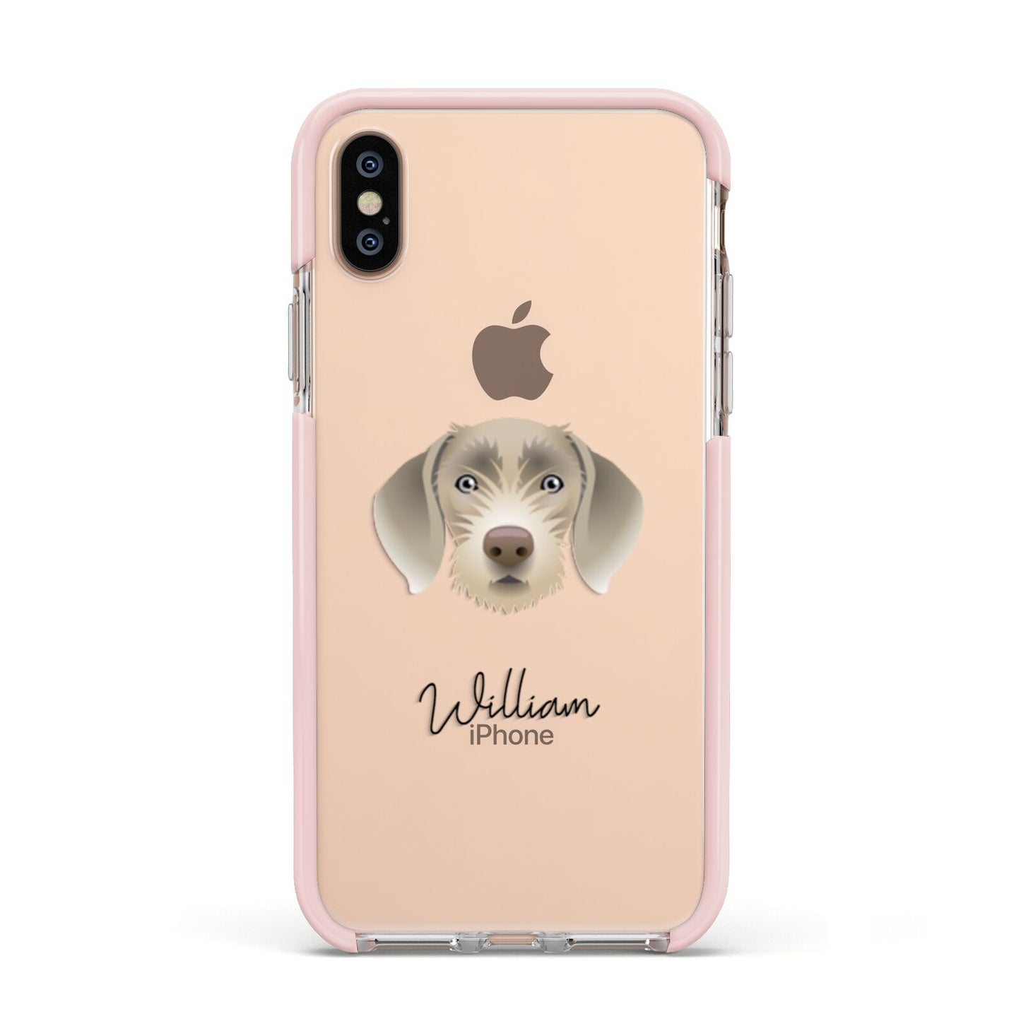 Slovakian Rough Haired Pointer Personalised Apple iPhone Xs Impact Case Pink Edge on Gold Phone