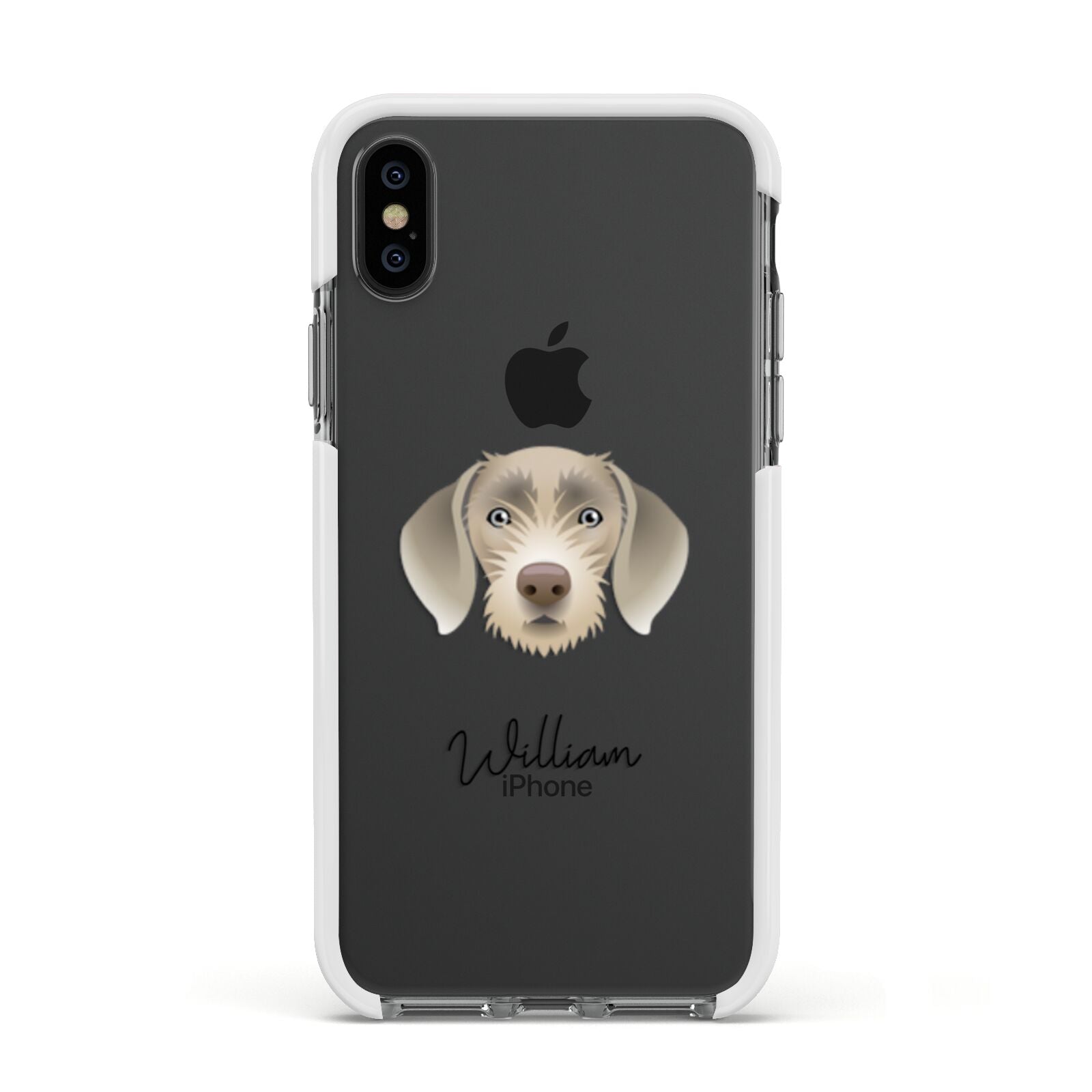 Slovakian Rough Haired Pointer Personalised Apple iPhone Xs Impact Case White Edge on Black Phone