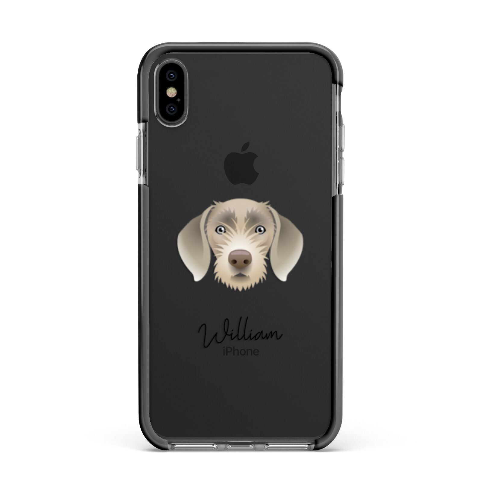 Slovakian Rough Haired Pointer Personalised Apple iPhone Xs Max Impact Case Black Edge on Black Phone