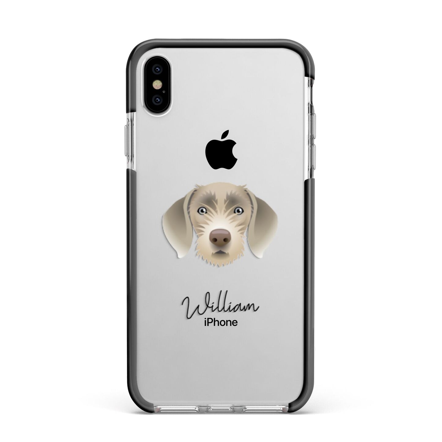 Slovakian Rough Haired Pointer Personalised Apple iPhone Xs Max Impact Case Black Edge on Silver Phone