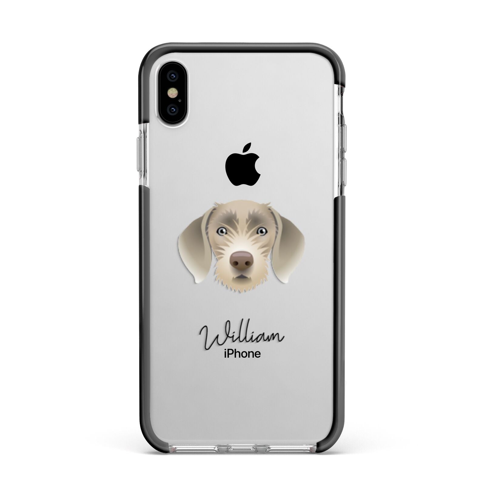 Slovakian Rough Haired Pointer Personalised Apple iPhone Xs Max Impact Case Black Edge on Silver Phone