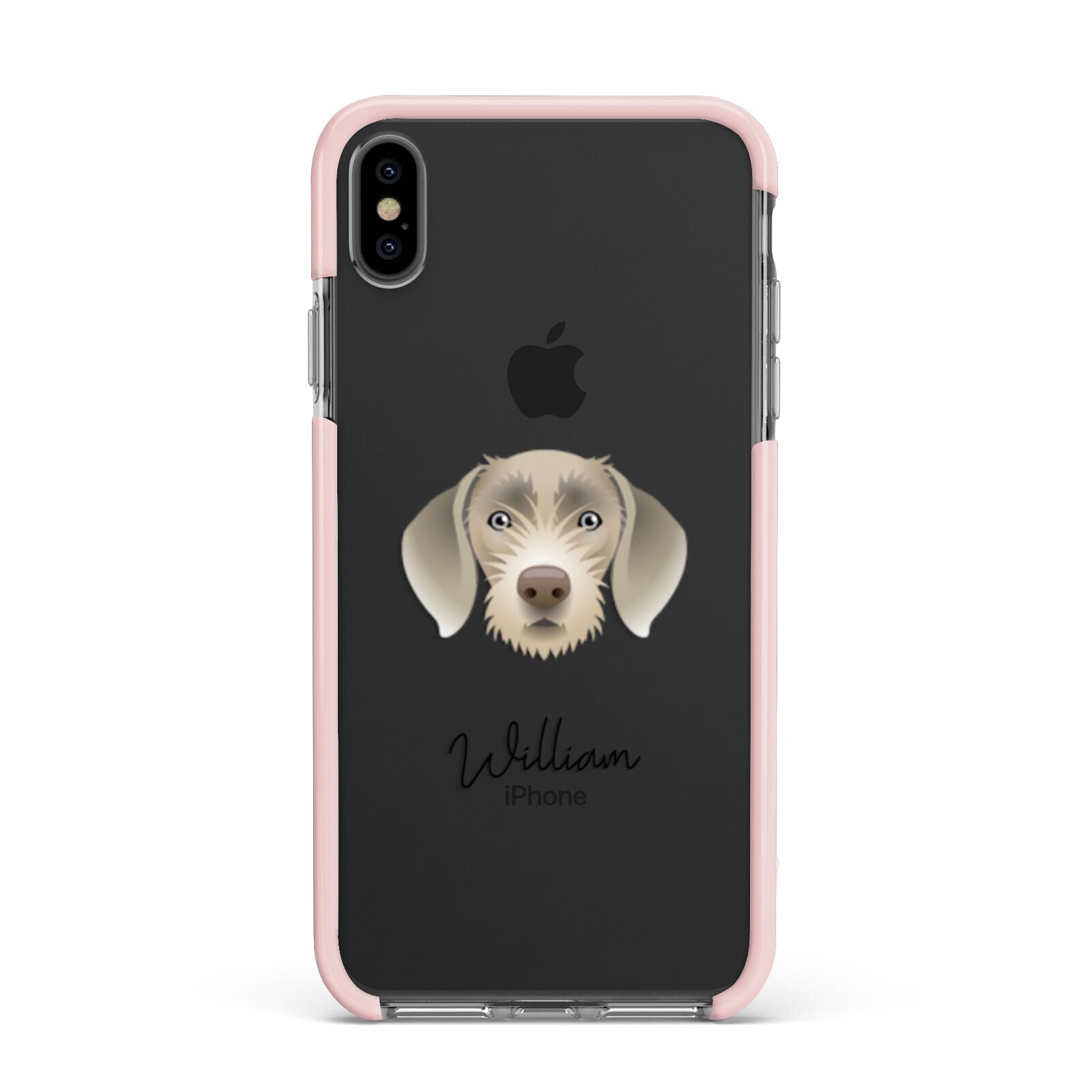 Slovakian Rough Haired Pointer Personalised Apple iPhone Xs Max Impact Case Pink Edge on Black Phone