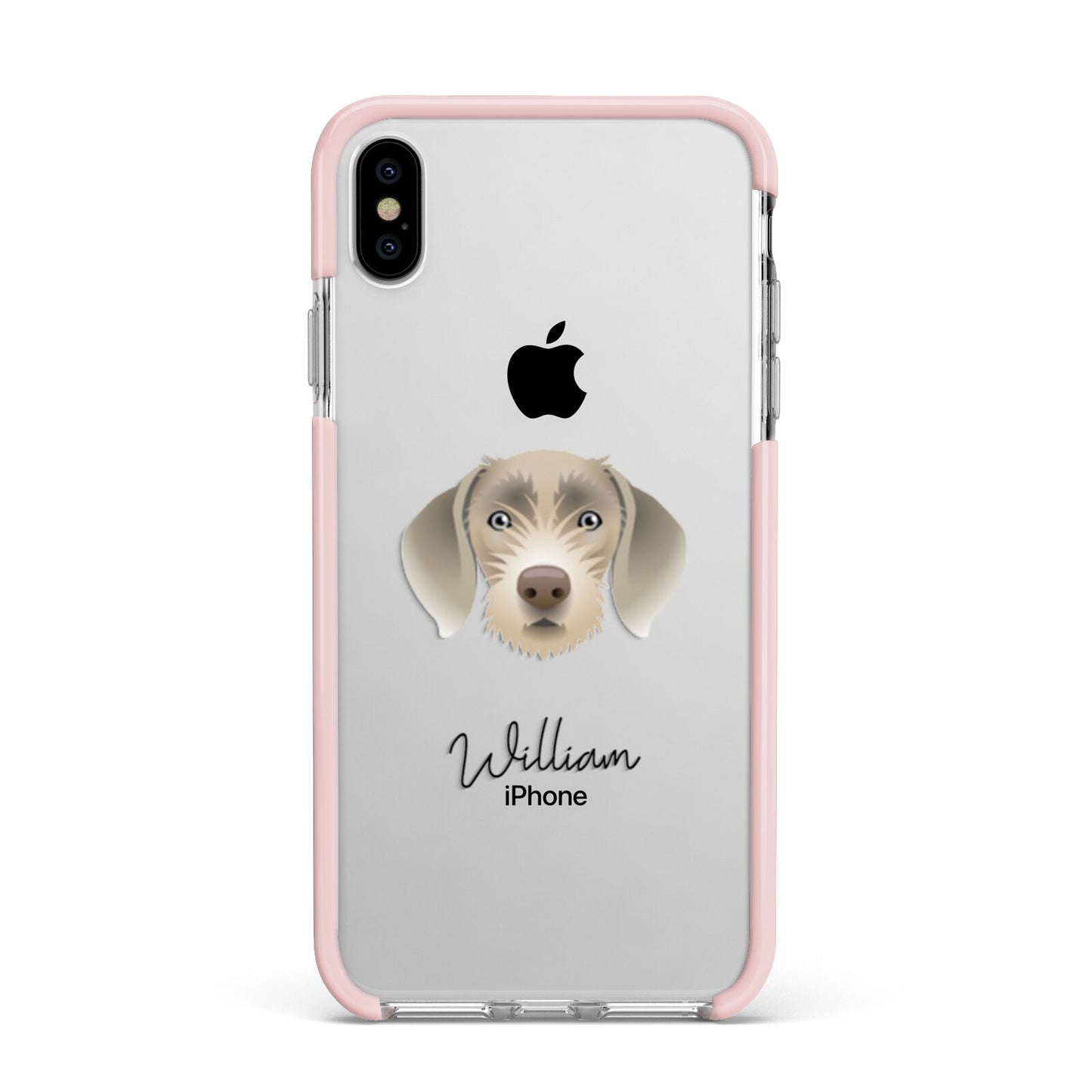 Slovakian Rough Haired Pointer Personalised Apple iPhone Xs Max Impact Case Pink Edge on Silver Phone