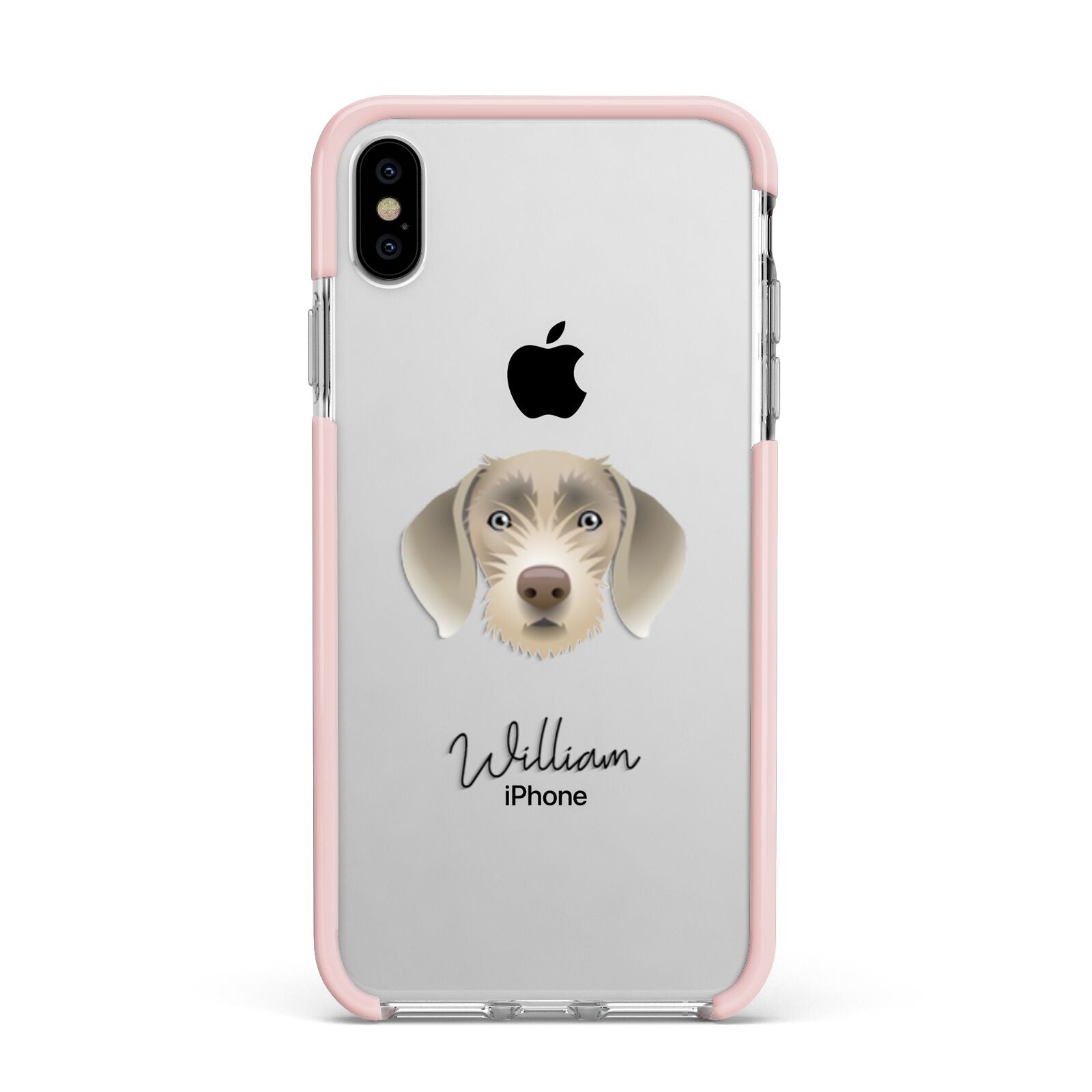 Slovakian Rough Haired Pointer Personalised Apple iPhone Xs Max Impact Case Pink Edge on Silver Phone