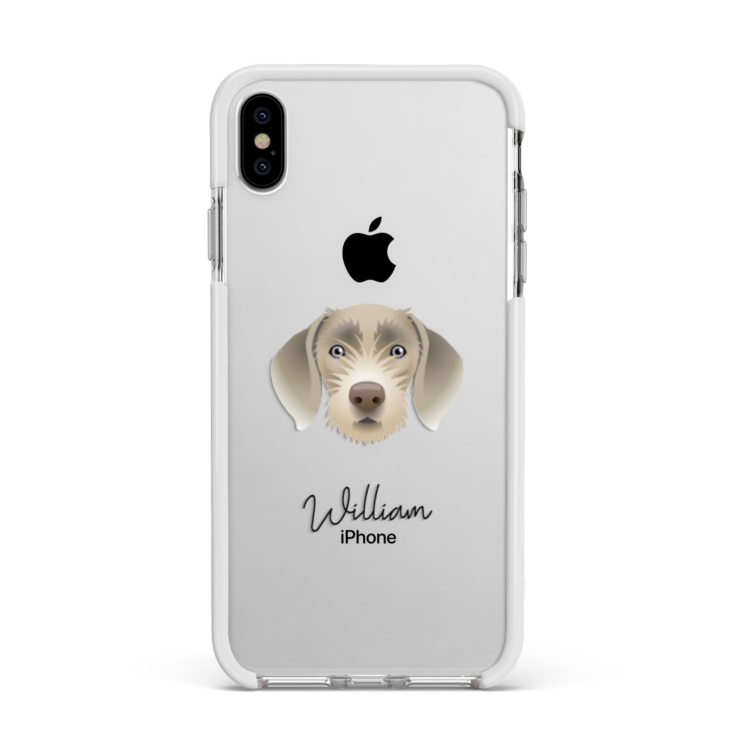 Slovakian Rough Haired Pointer Personalised Apple iPhone Xs Max Impact Case White Edge on Silver Phone