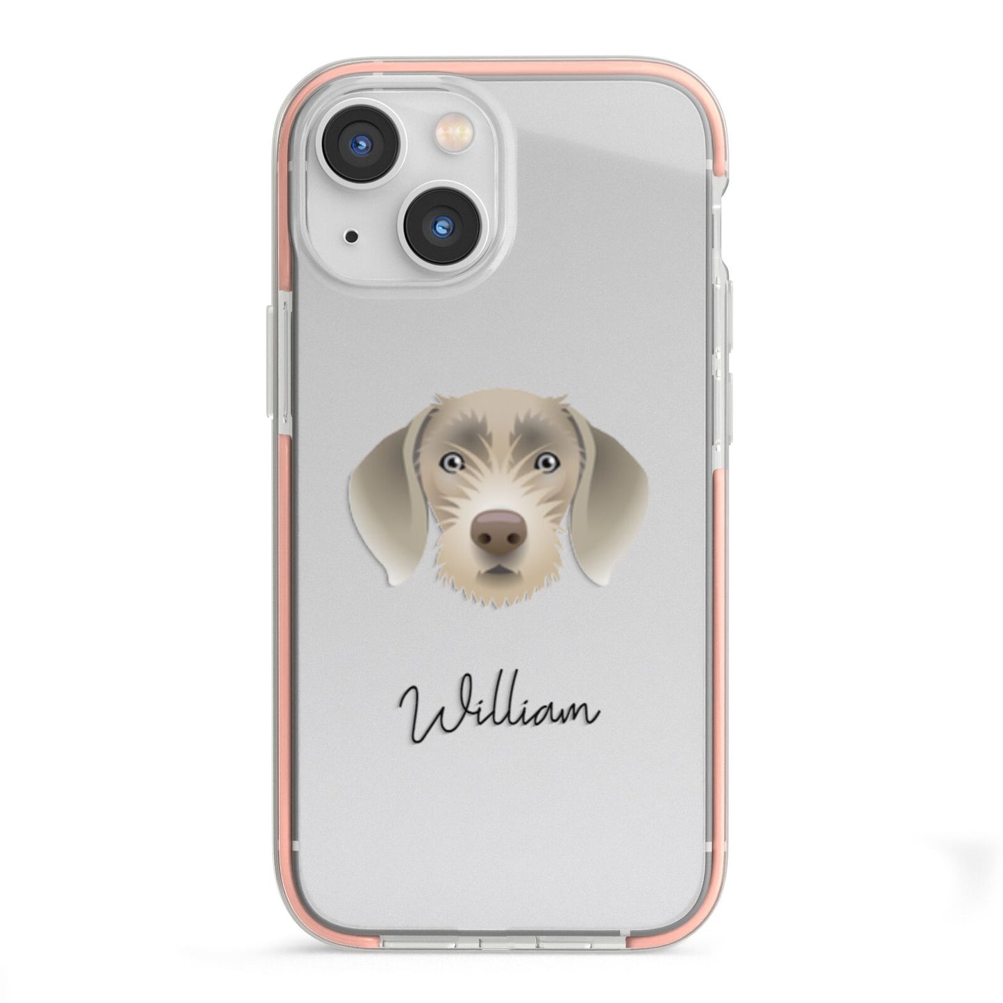 Slovakian Rough Haired Pointer Personalised iPhone 13 Mini TPU Impact Case with Pink Edges