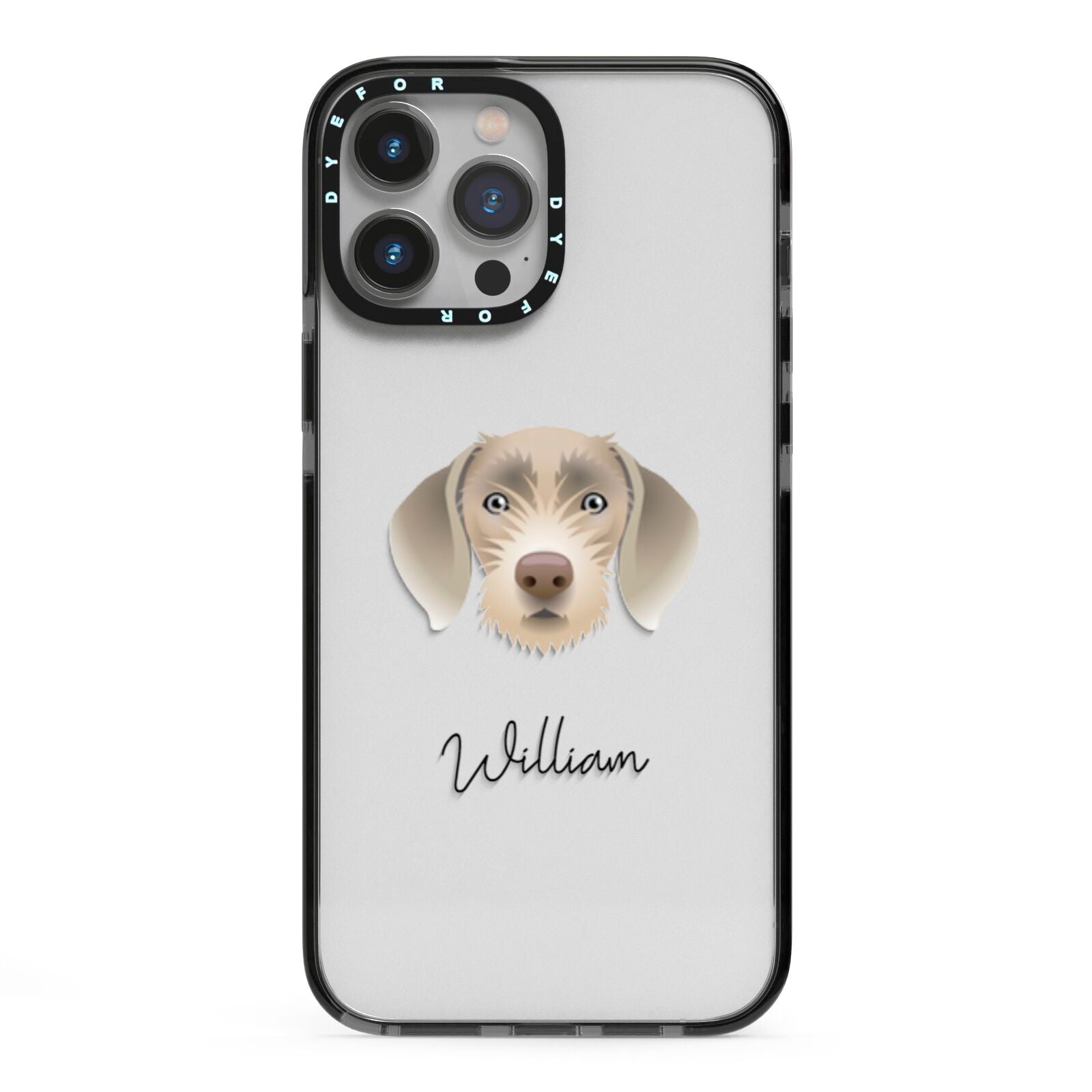 Slovakian Rough Haired Pointer Personalised iPhone 13 Pro Max Black Impact Case on Silver phone