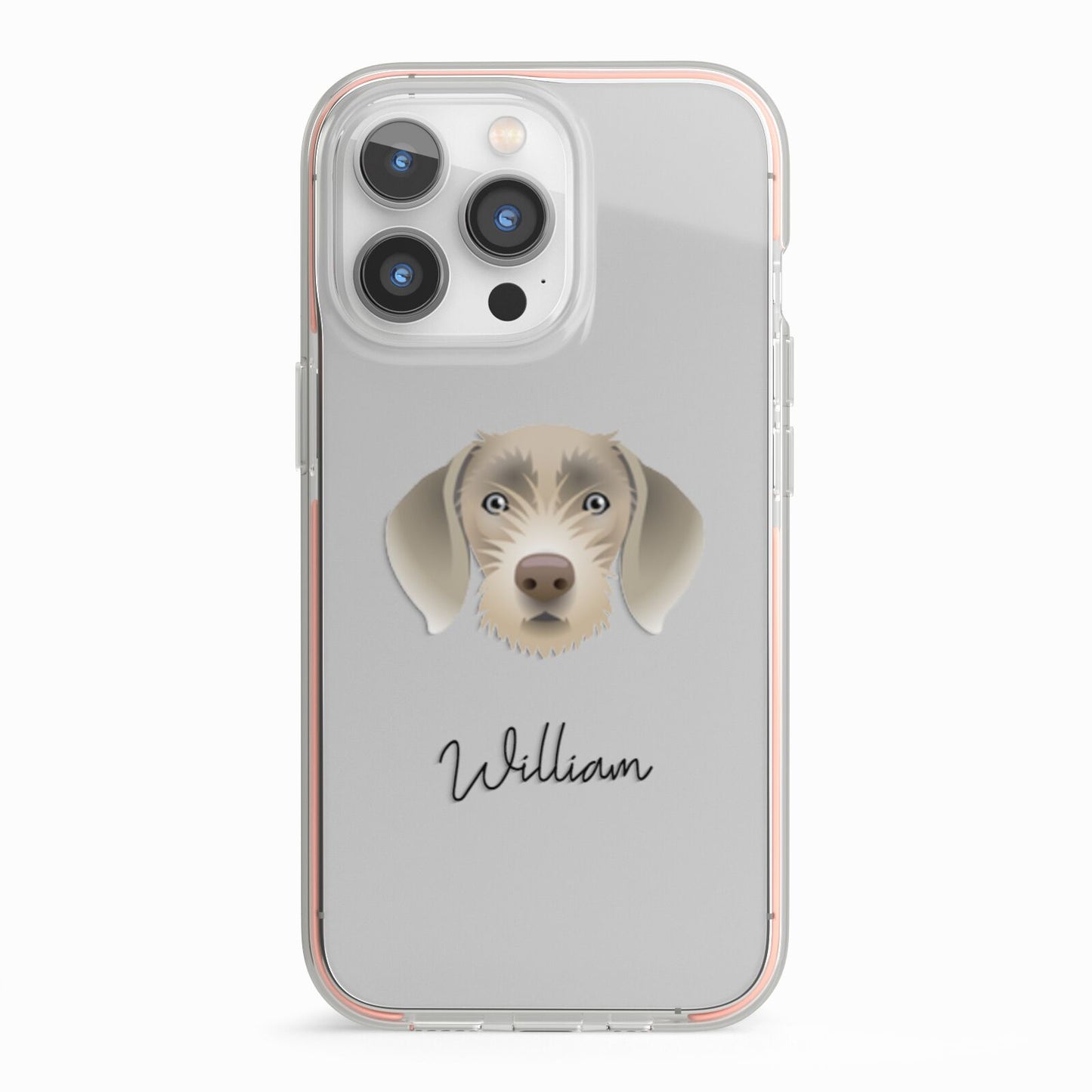 Slovakian Rough Haired Pointer Personalised iPhone 13 Pro TPU Impact Case with Pink Edges