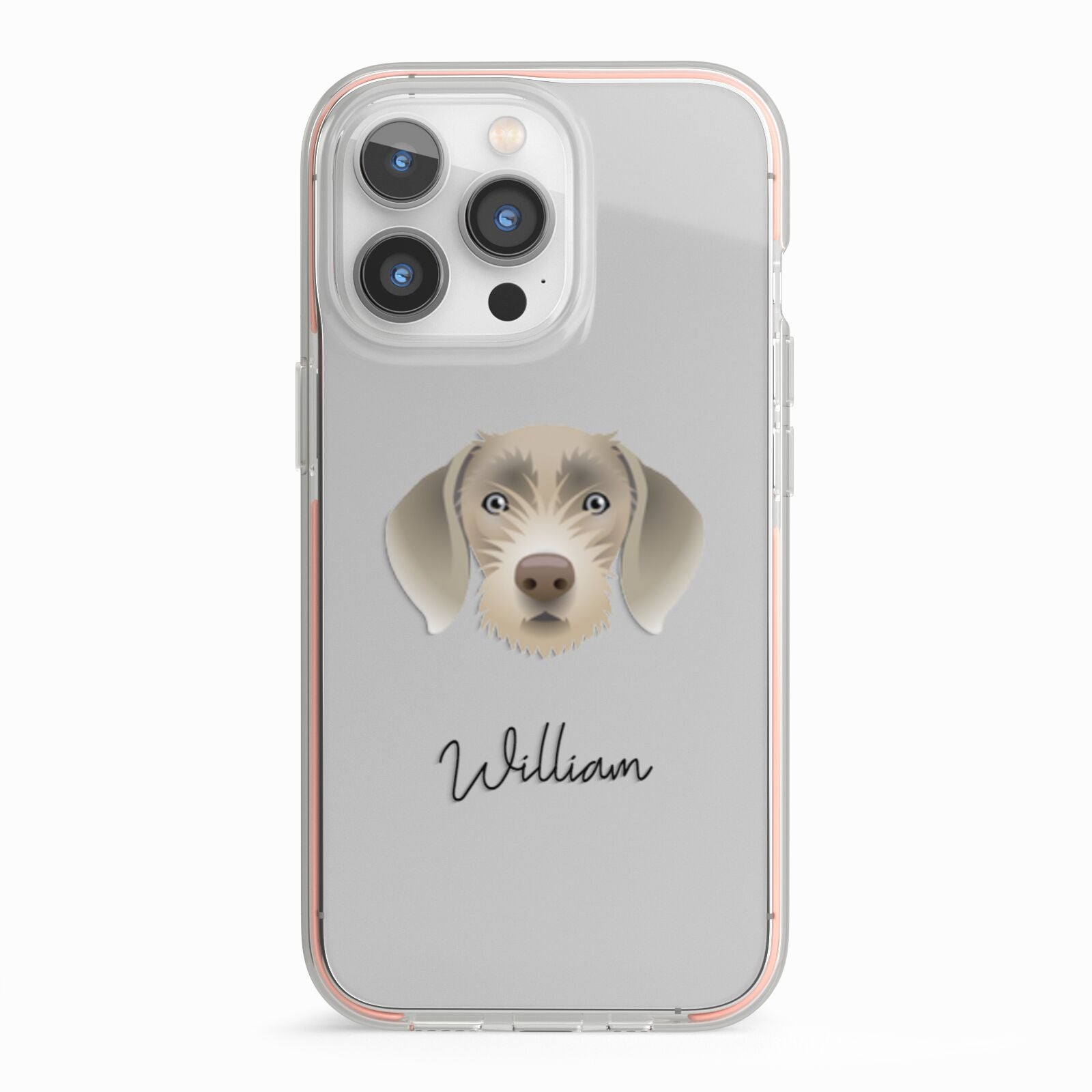 Slovakian Rough Haired Pointer Personalised iPhone 13 Pro TPU Impact Case with Pink Edges