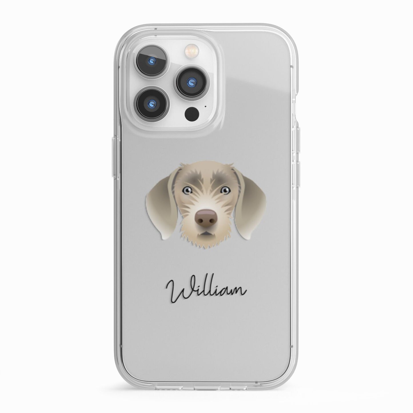 Slovakian Rough Haired Pointer Personalised iPhone 13 Pro TPU Impact Case with White Edges