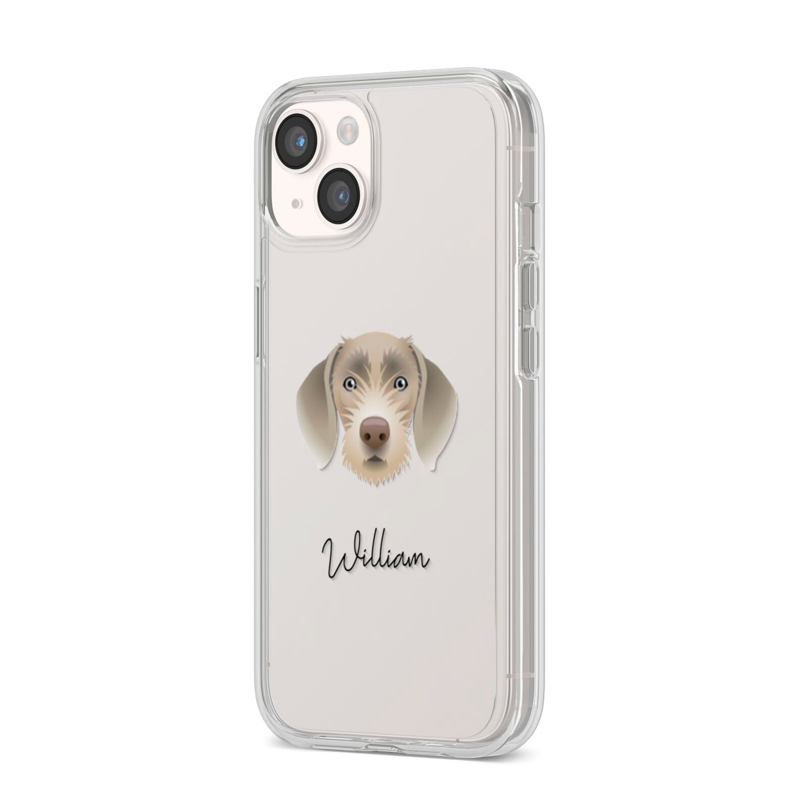 Slovakian Rough Haired Pointer Personalised iPhone 14 Clear Tough Case Starlight Angled Image
