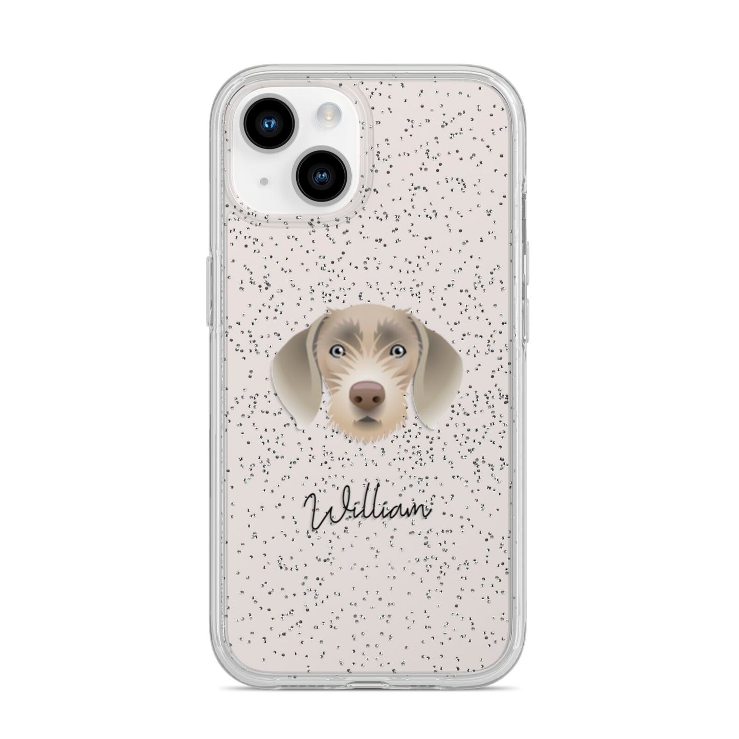 Slovakian Rough Haired Pointer Personalised iPhone 14 Glitter Tough Case Starlight