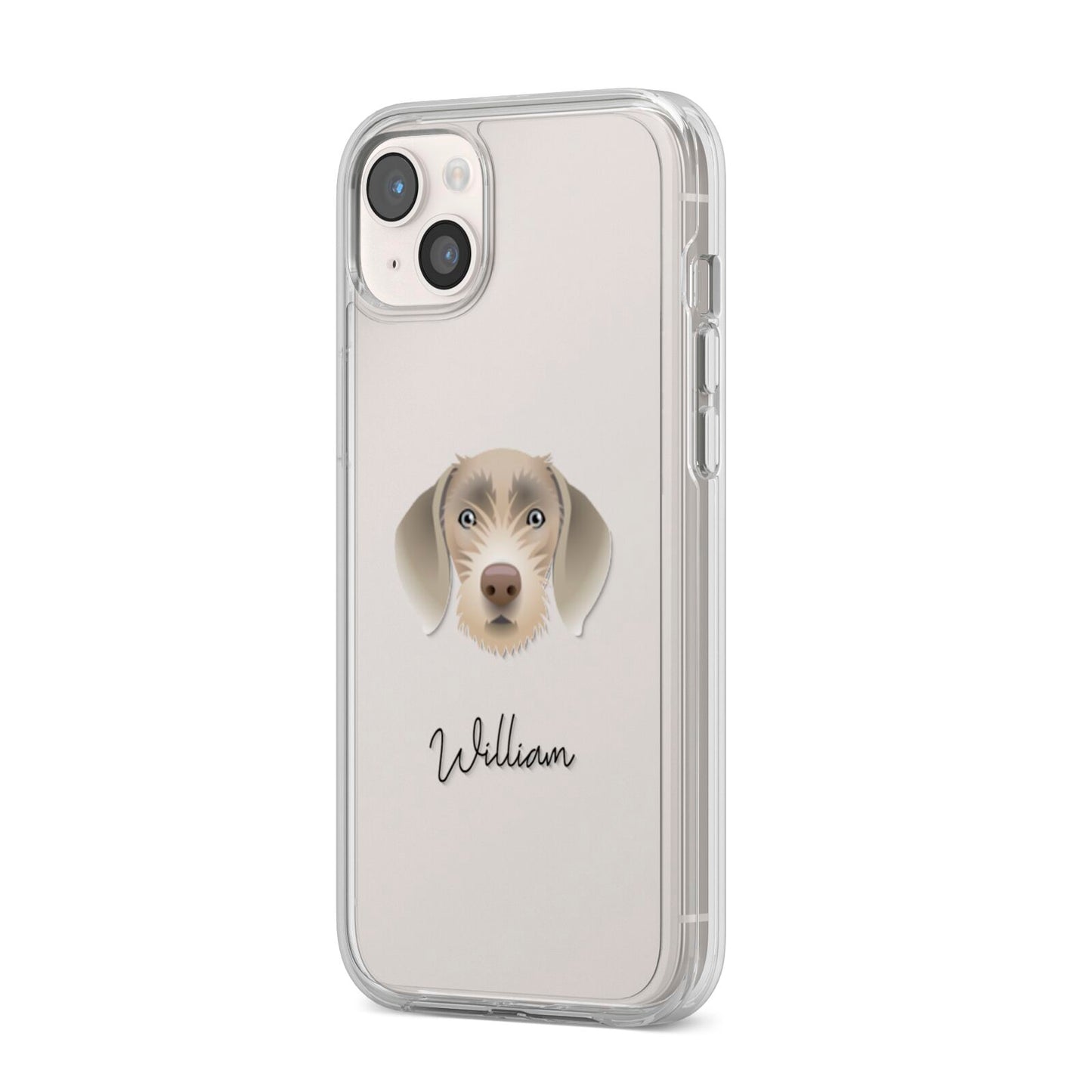 Slovakian Rough Haired Pointer Personalised iPhone 14 Plus Clear Tough Case Starlight Angled Image