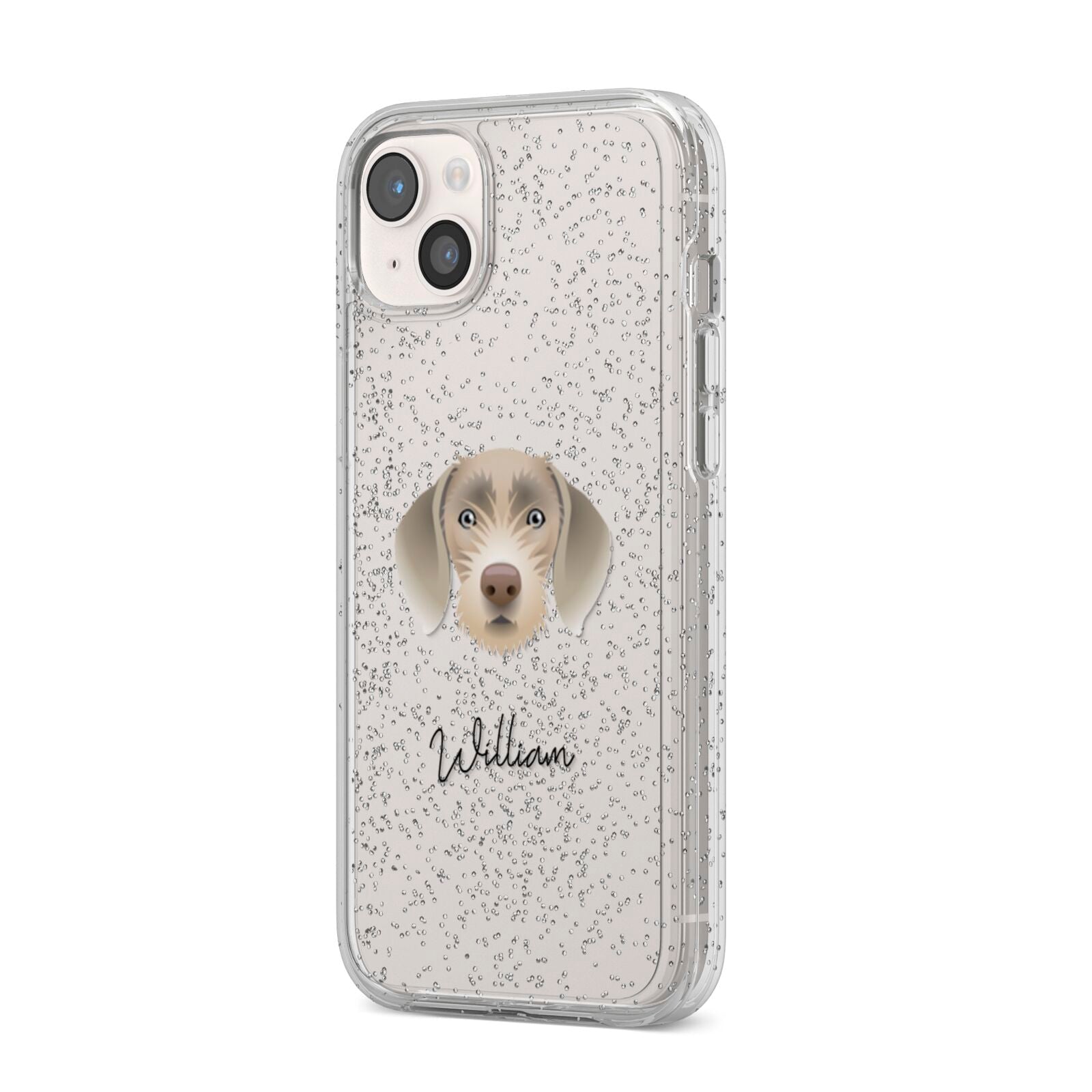 Slovakian Rough Haired Pointer Personalised iPhone 14 Plus Glitter Tough Case Starlight Angled Image