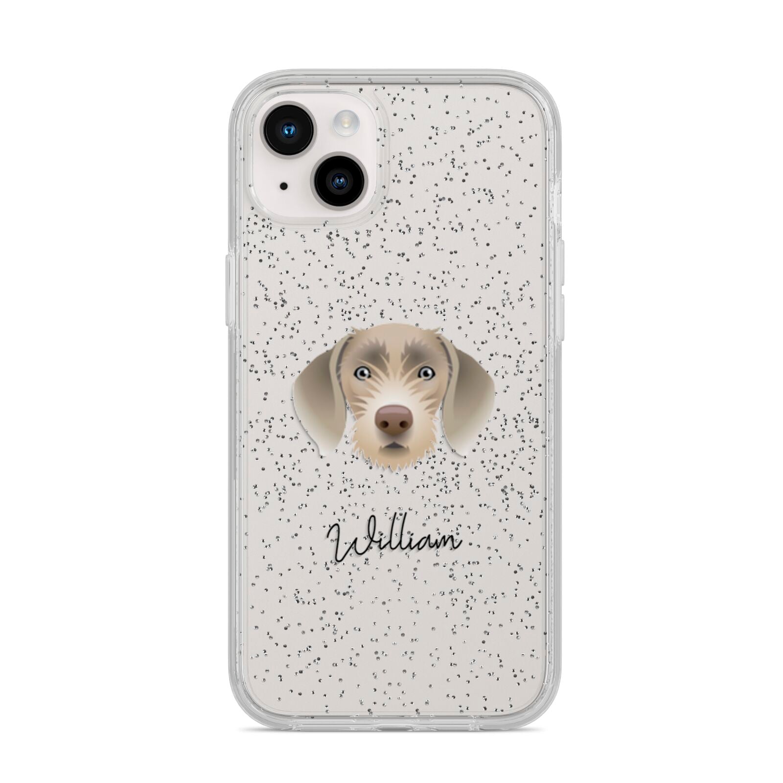 Slovakian Rough Haired Pointer Personalised iPhone 14 Plus Glitter Tough Case Starlight