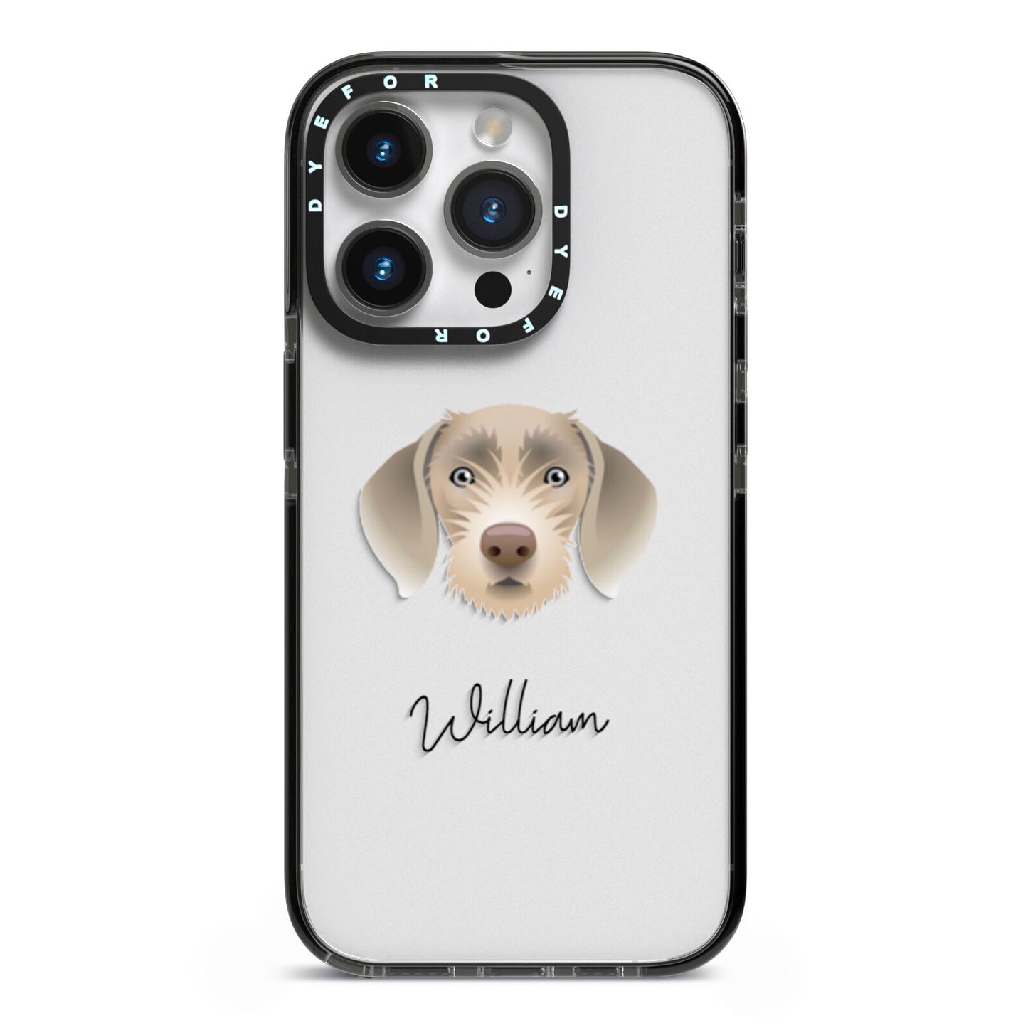 Slovakian Rough Haired Pointer Personalised iPhone 14 Pro Black Impact Case on Silver phone