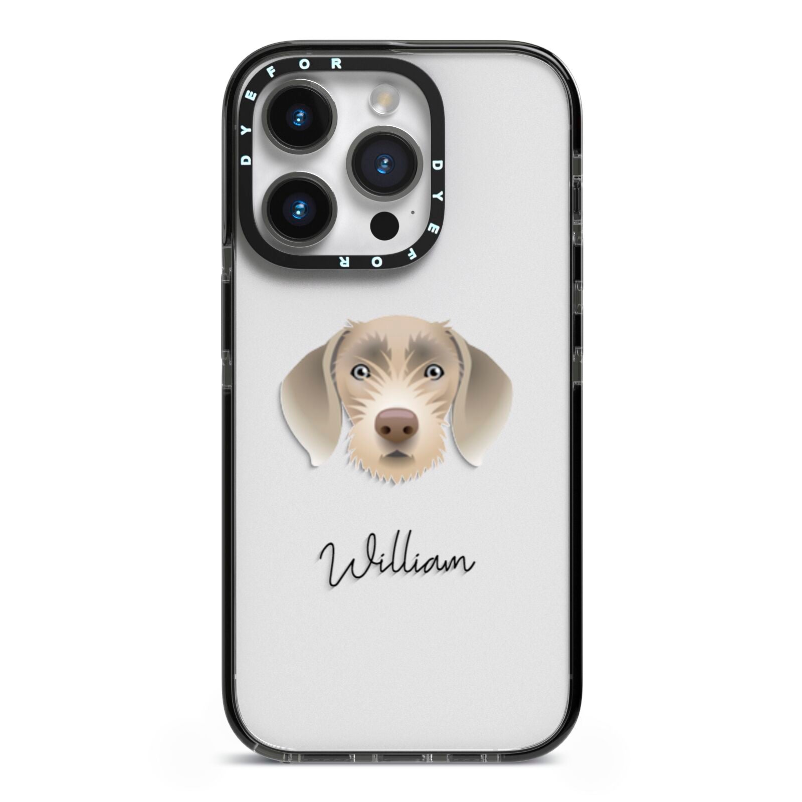 Slovakian Rough Haired Pointer Personalised iPhone 14 Pro Black Impact Case on Silver phone