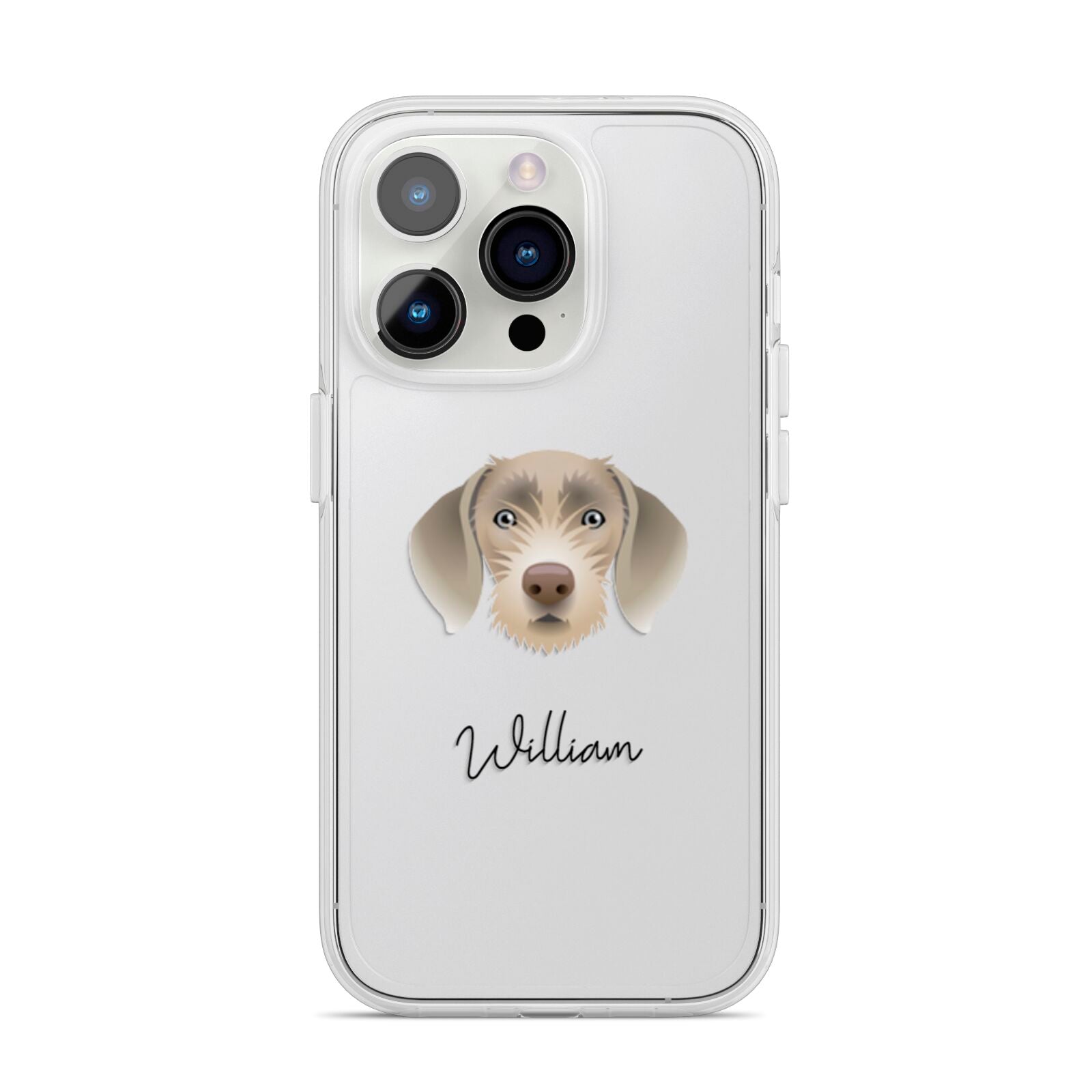 Slovakian Rough Haired Pointer Personalised iPhone 14 Pro Clear Tough Case Silver